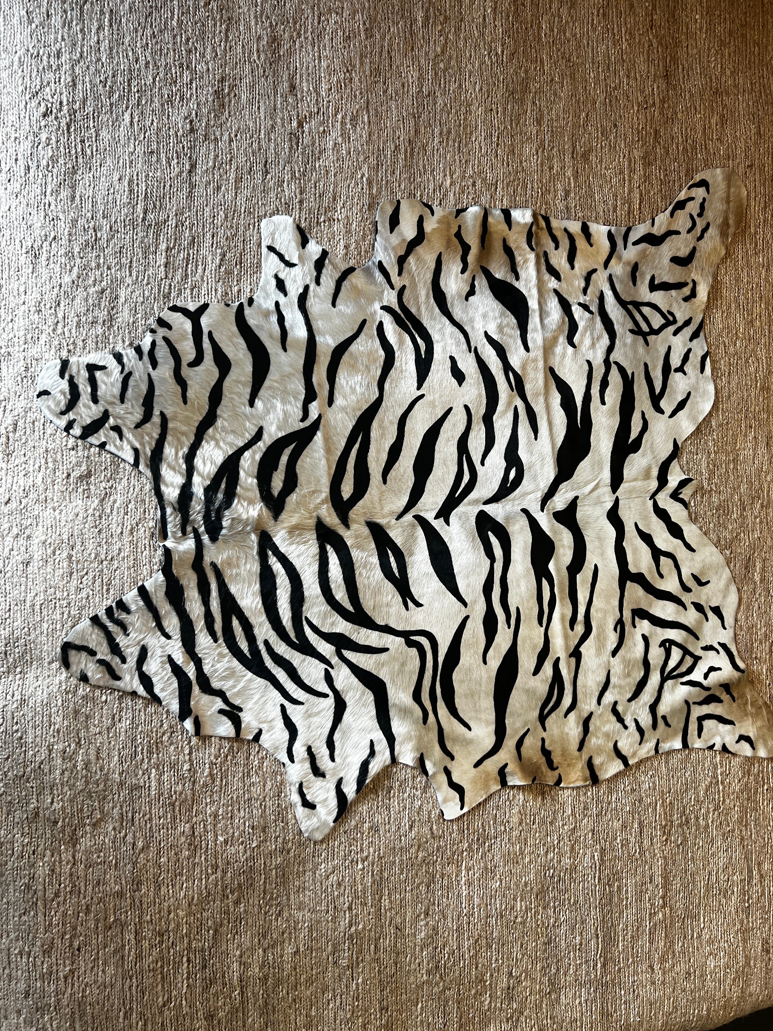 Tiger Print Cowhide Rug | Banana Manor Rug Company