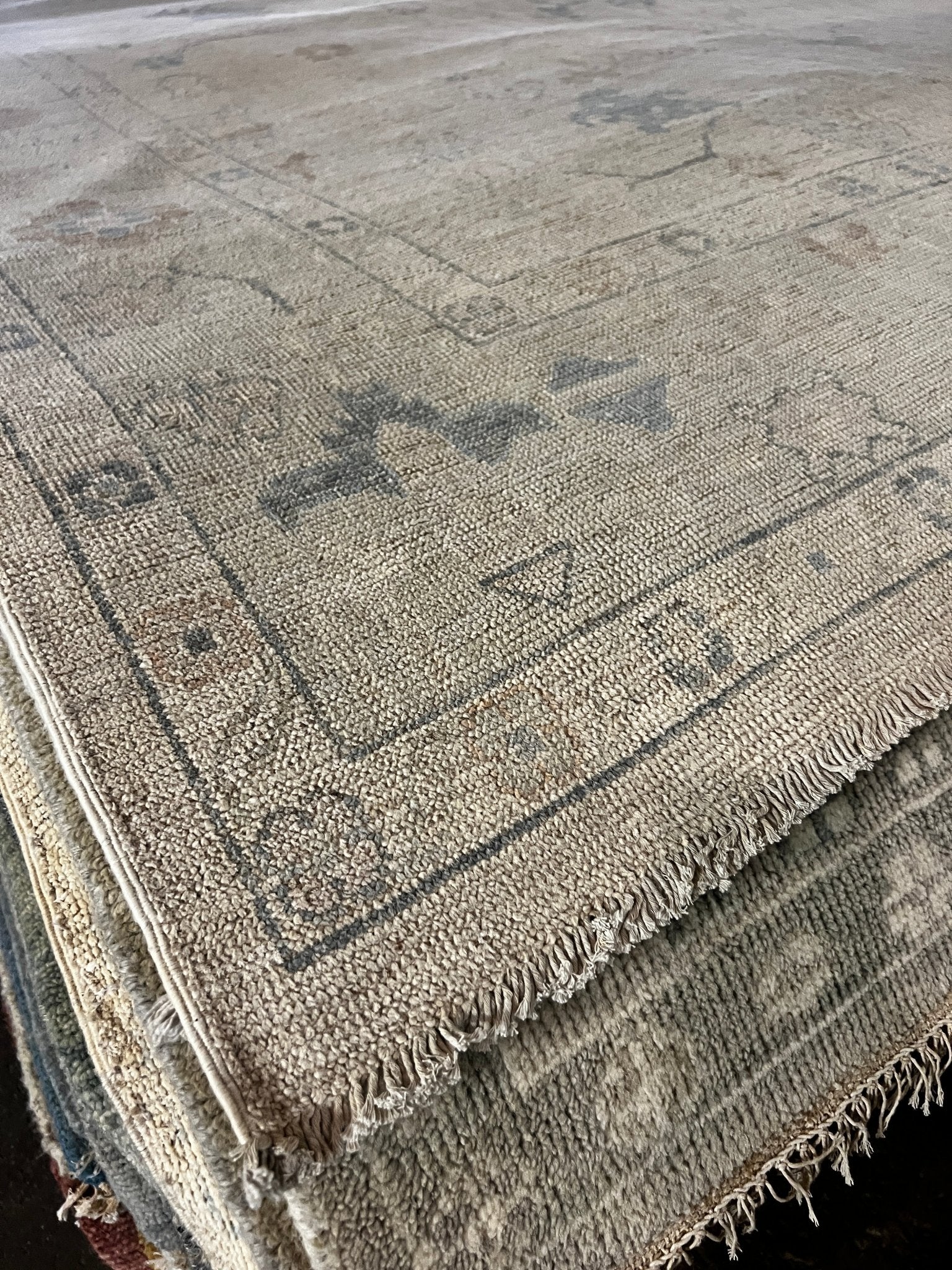 Ada 8x9.5 Whitewashed Beige & Grey Afghani Oushak | Banana Manor Rug Factory Outlet