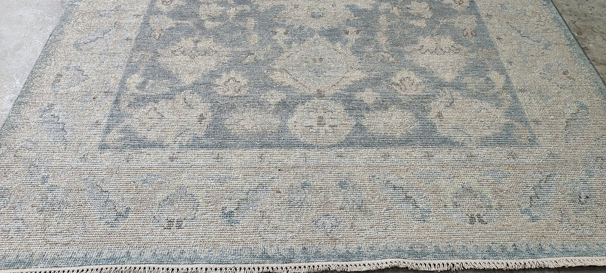 Adele 7.9x9.9 Hand Knotted Grey & Beige Oushak | Banana Manor Rug Factory Outlet