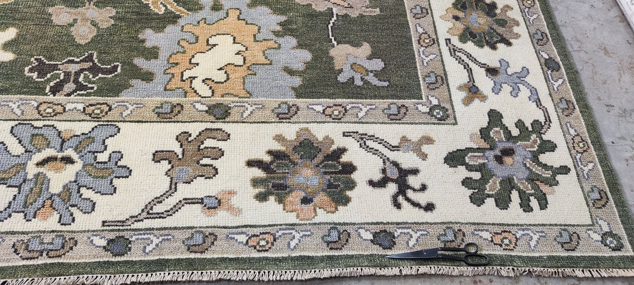 Adele 9x12 Green & Ivory Oushak | Banana Manor Rug Factory Outlet