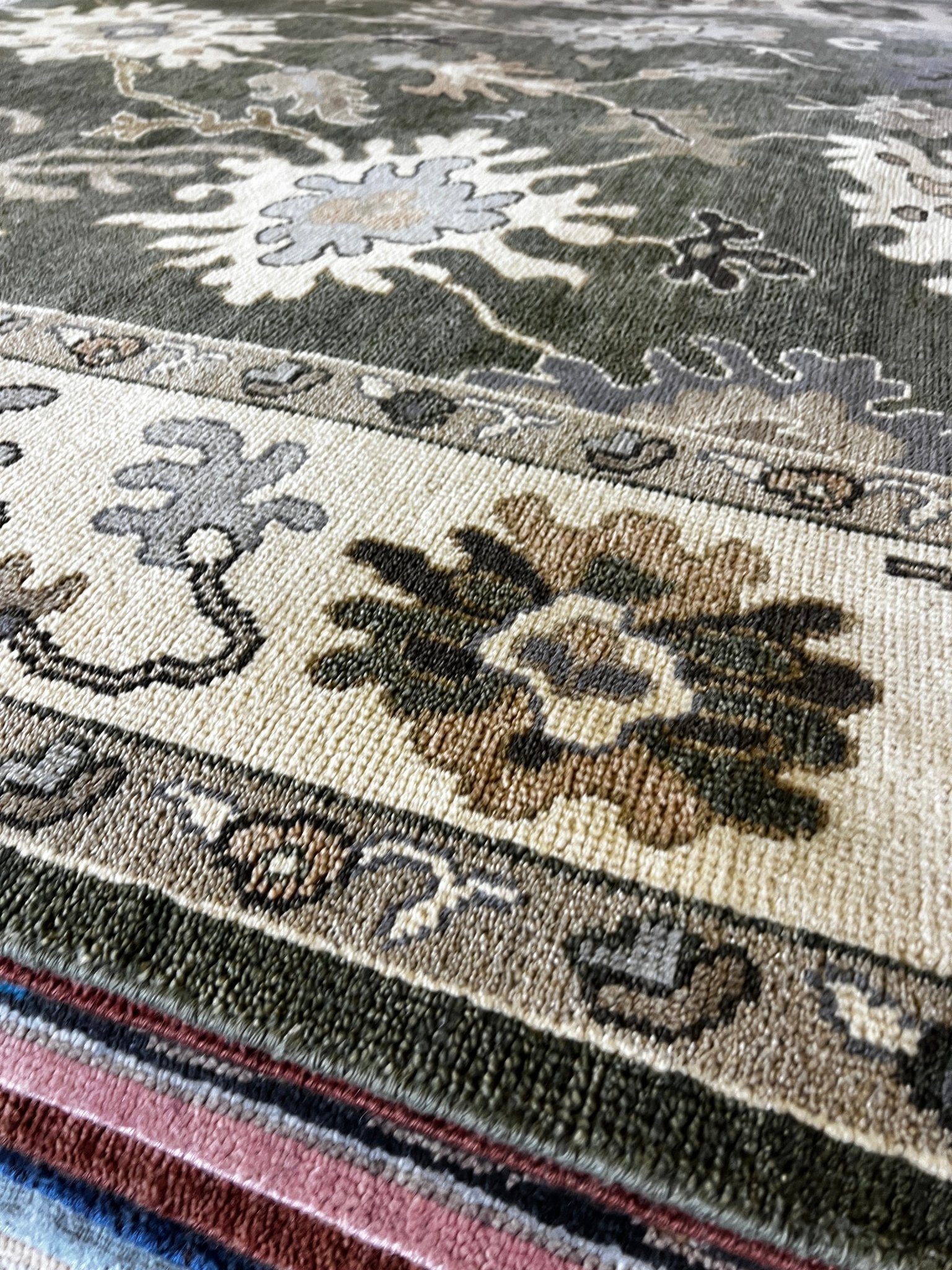 Adele 9x12 Green & Ivory Oushak | Banana Manor Rug Factory Outlet