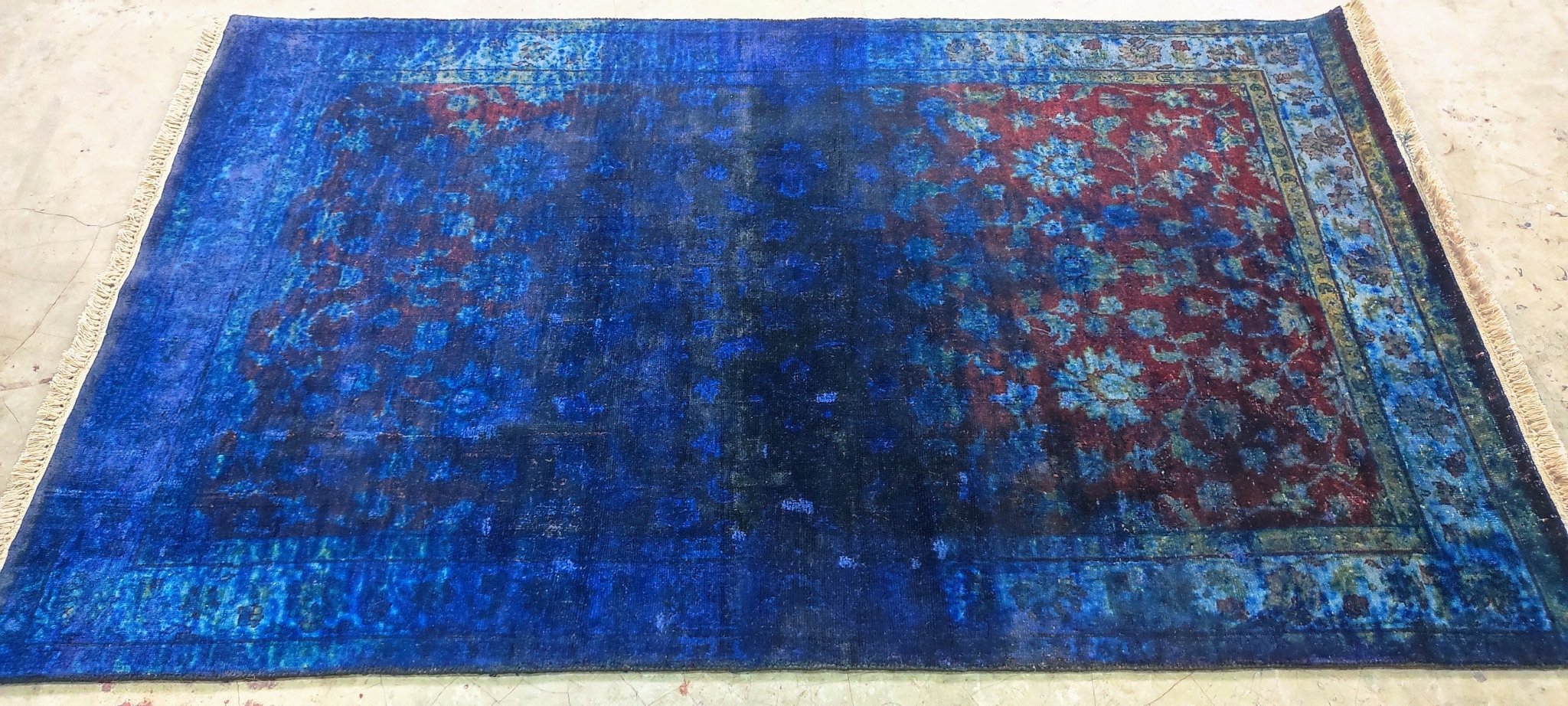 Adrie 3x6 Over Dyed Blue Kashan | Banana Manor Rug Factory Outlet