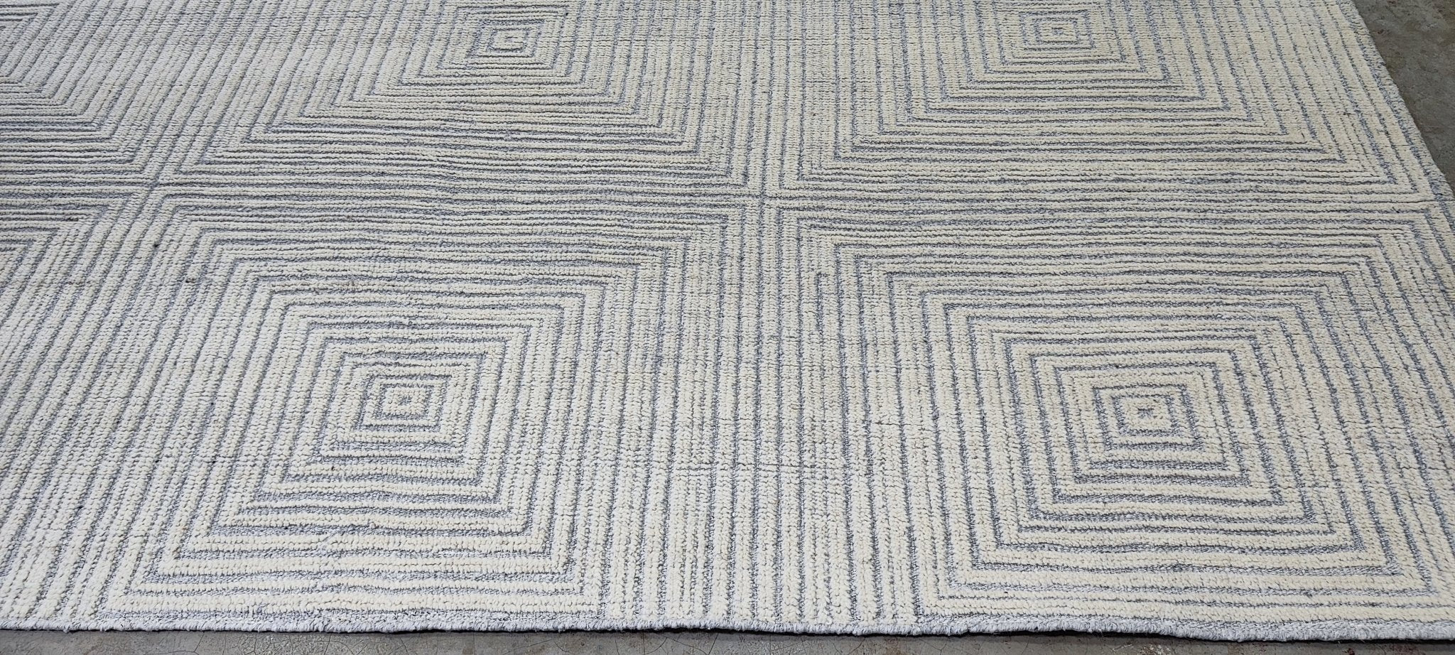 Aleksandr Baluev Hand-Knotted Modern Rug Ivory Grey High-Low 8.9x12 | Banana Manor Rug Company