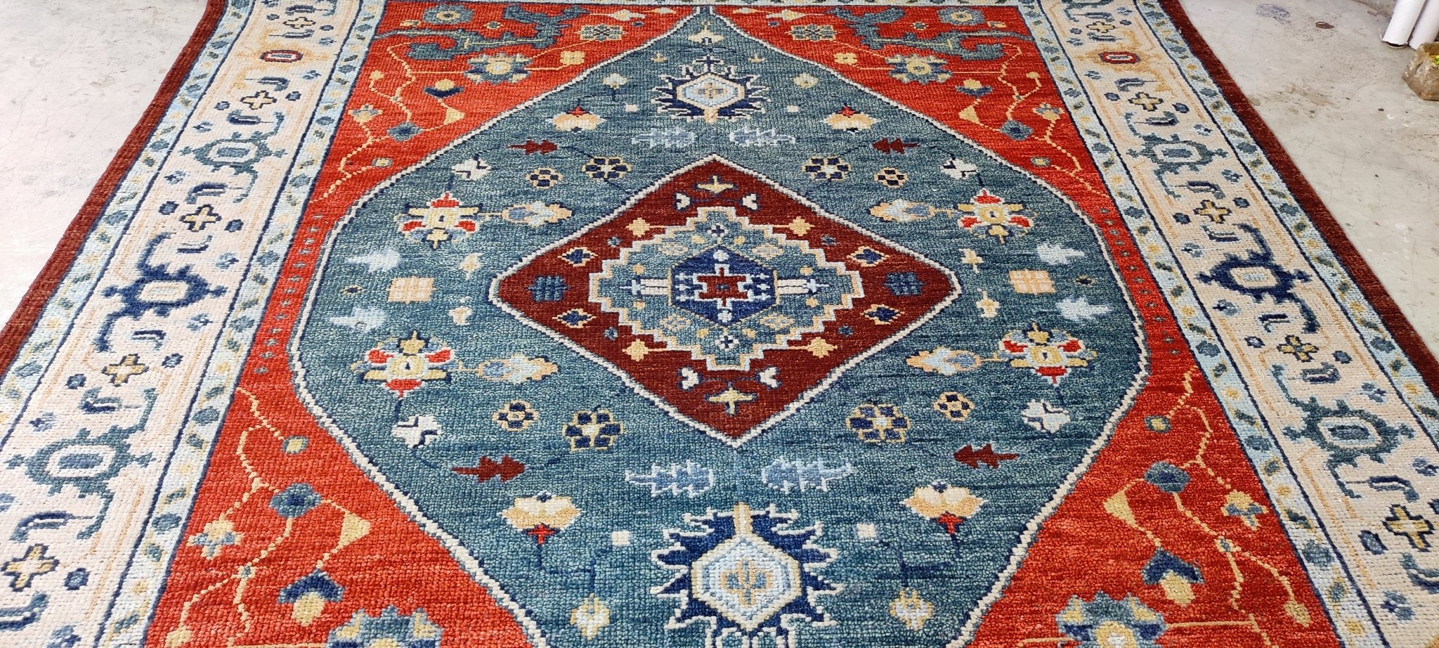 Alessia 8x10 Red & Ivory Medallion Oushak | Banana Manor Rug Factory Outlet