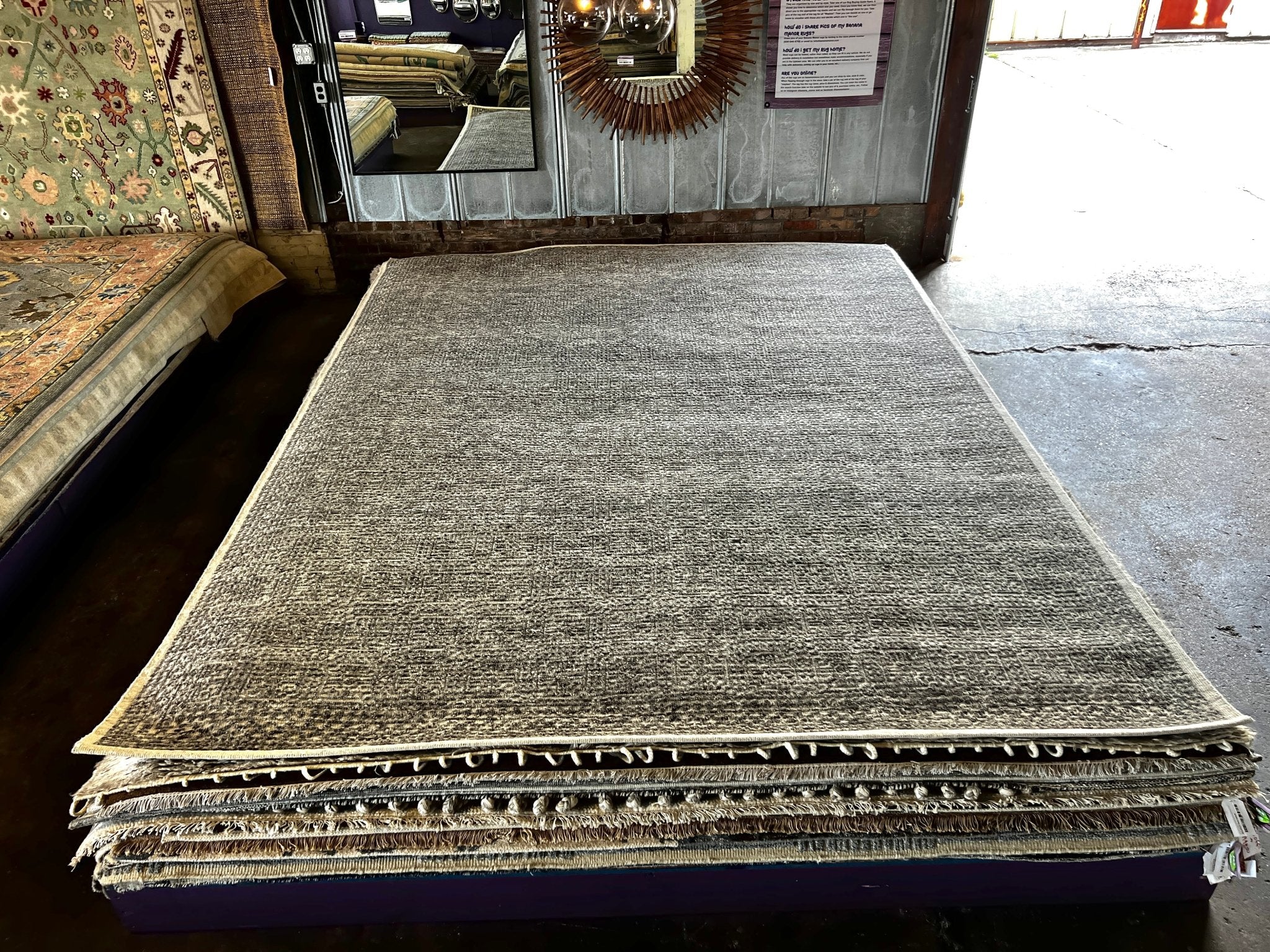 Alexander Petrov Hand-Knotted Modern Rug Dark Grey and White High-Low 9.3x12 | Banana Manor Rug Company