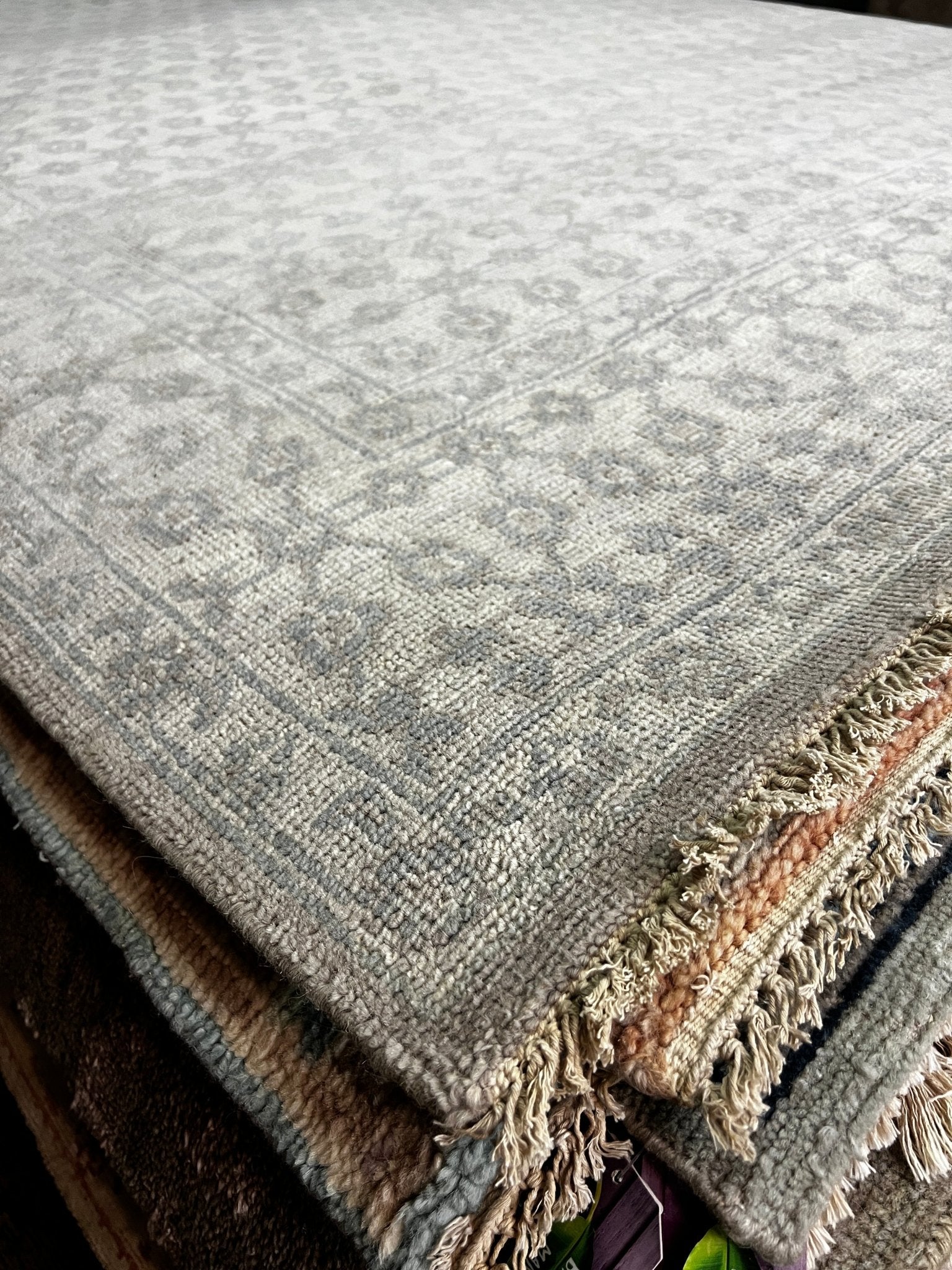 Alexis Pearl Silver and Grey Hand-Knotted Lichi Rug 6x9 | Banana Manor Rug Company
