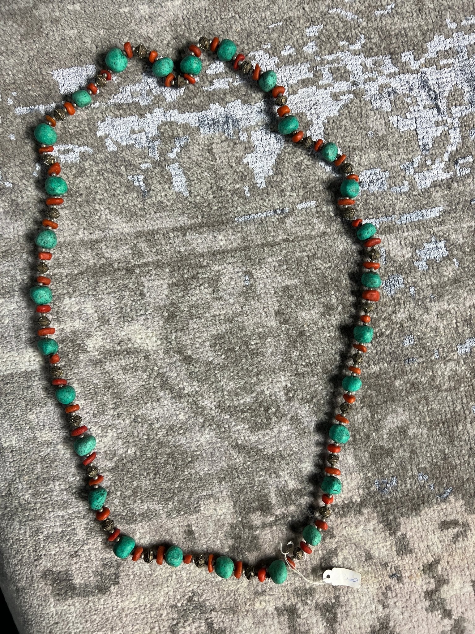 Alia Green and Red Long Handmade Stone and Metal Necklace | Banana Manor Rug Company