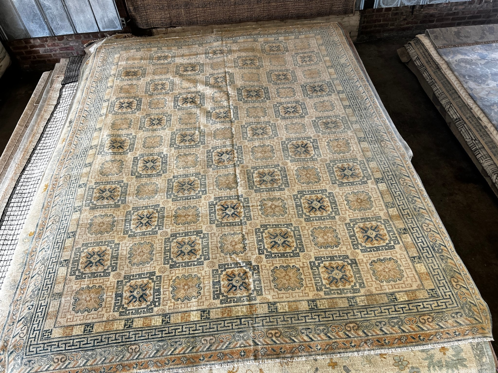 Alicia Marie 9.5x12.5 Blue and Honey Hand-Knotted Afghani Oushak | Banana Manor Rug Company