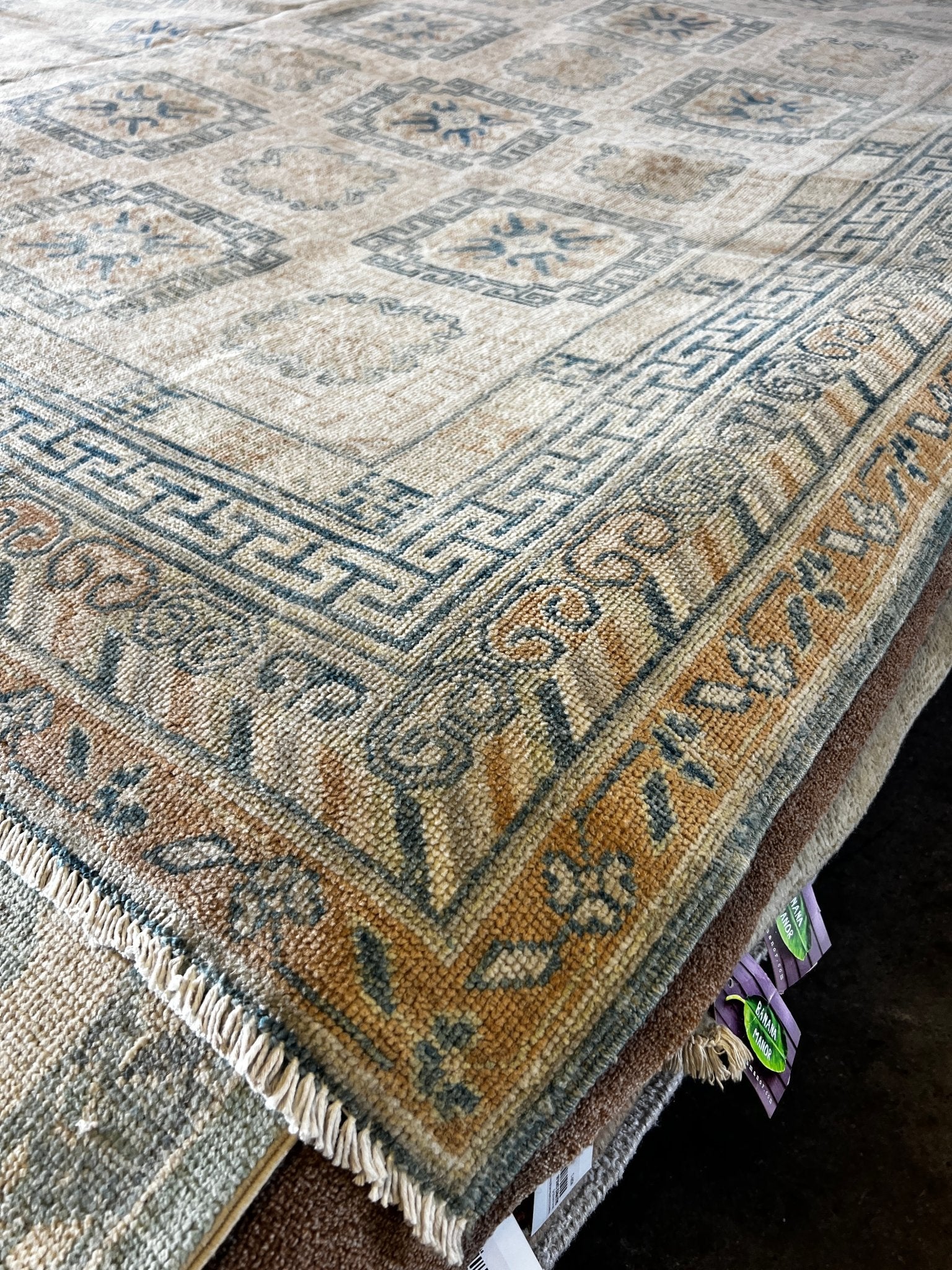 Alicia Marie 9.5x12.5 Blue and Honey Hand-Knotted Afghani Oushak | Banana Manor Rug Company