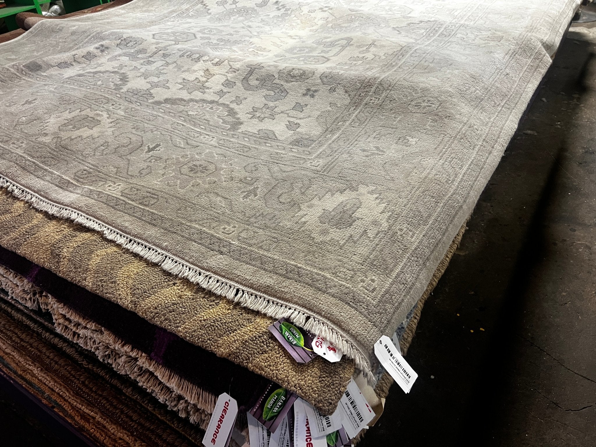 Allison Hand-Knotted 8x9.9 Grey & White Oushak | Banana Manor Rug Factory Outlet