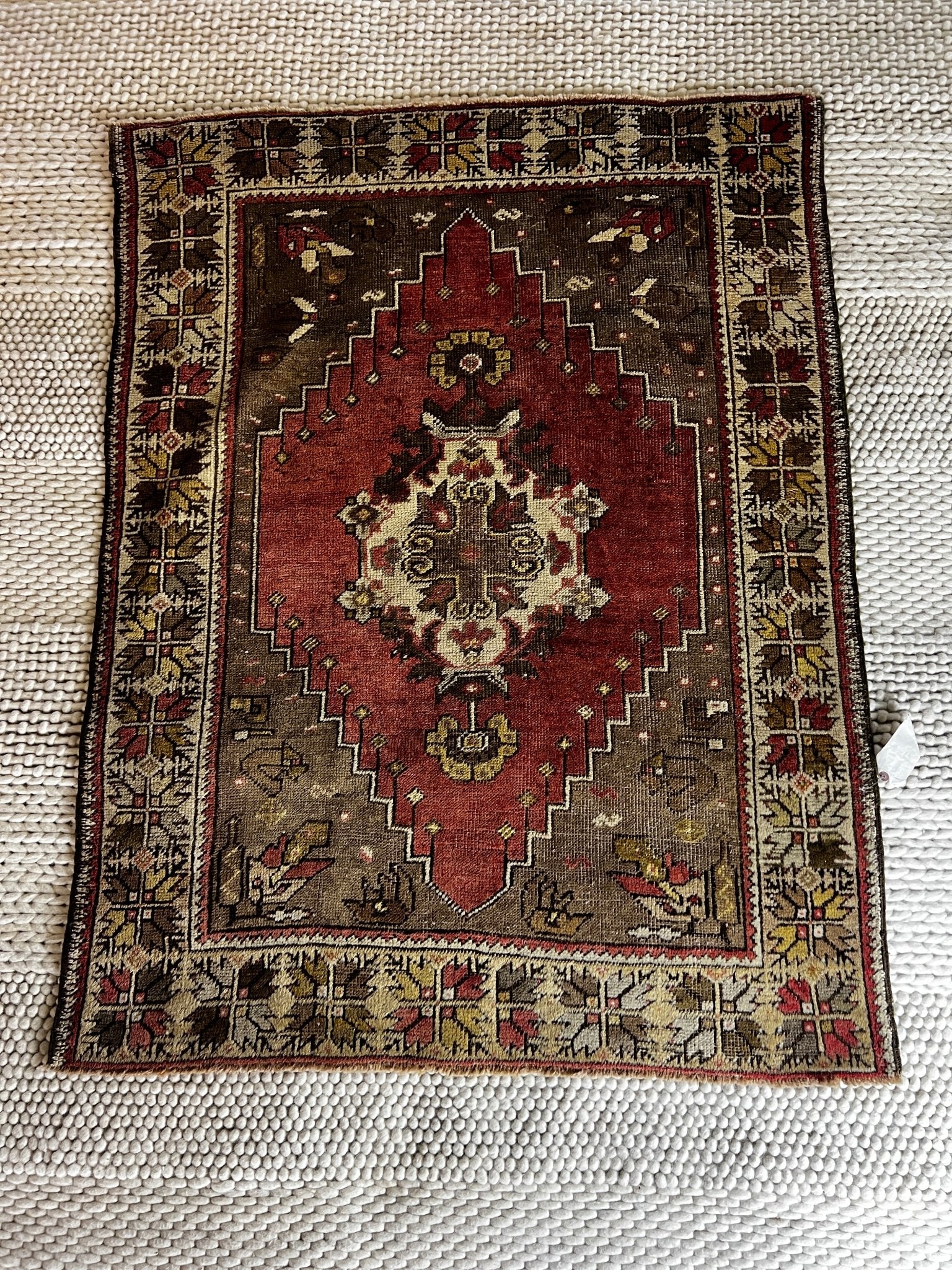 Almila 3.11x5.1 Turkish Vintage Oushak Red and Brown Rug | Banana Manor Rug Factory Outlet