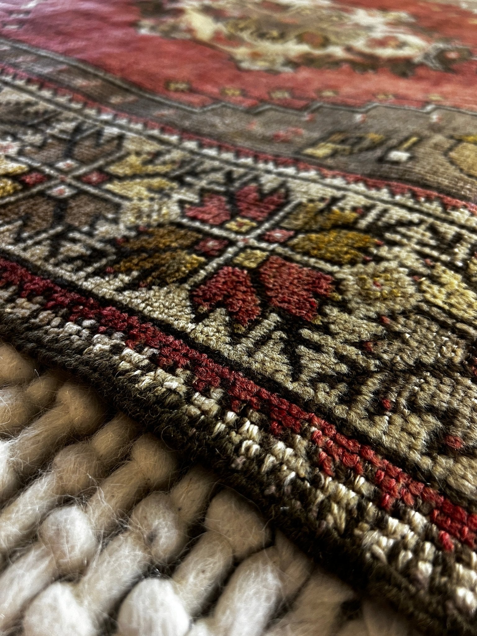 Almila 3.11x5.1 Turkish Vintage Oushak Red and Brown Rug | Banana Manor Rug Factory Outlet