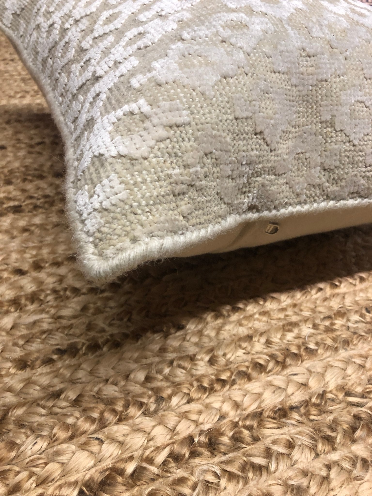 Alora Beige and Ivory Hand-Knotted Pillow | Banana Manor Rug Company
