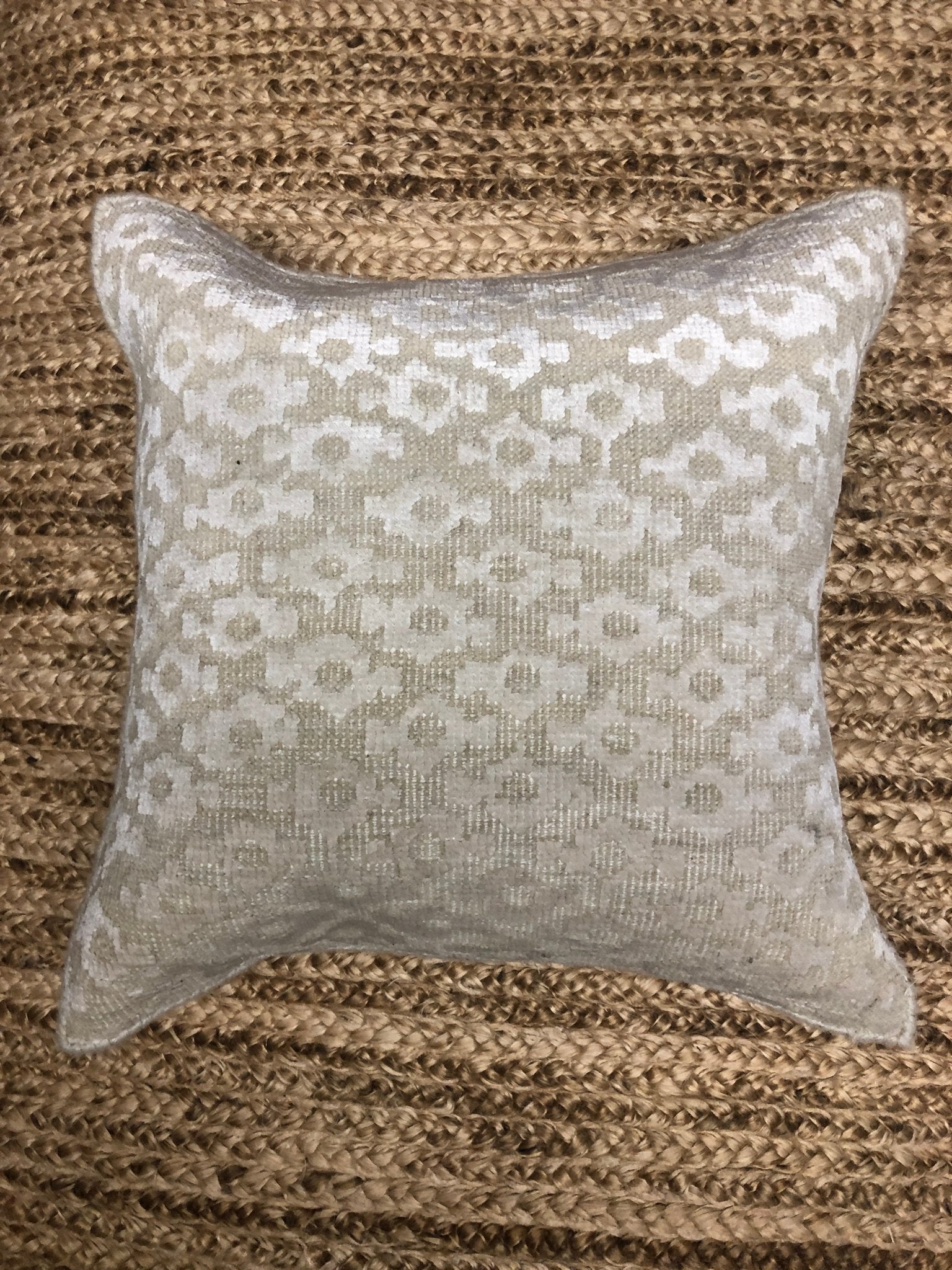 Alora Beige and Ivory Hand-Knotted Pillow | Banana Manor Rug Company