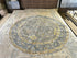 Amanda from D.C. 8.4x8.4 Round Light Blue and Gold Hand-Knotted Afghani Oushak | Banana Manor Rug Company