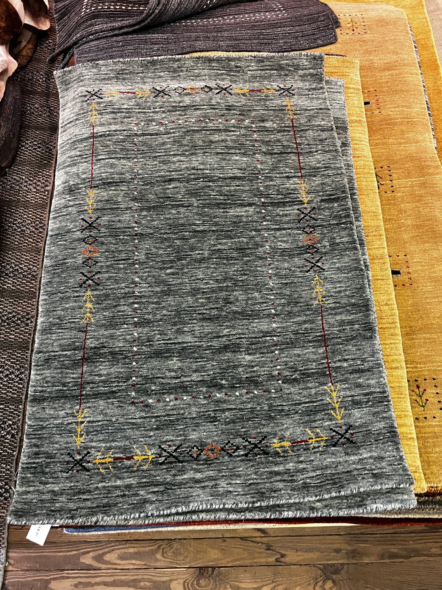 Ambivalence Squared 3x4.9 Grey Handwoven Gabbeh Rug | Banana Manor Rug Factory Outlet