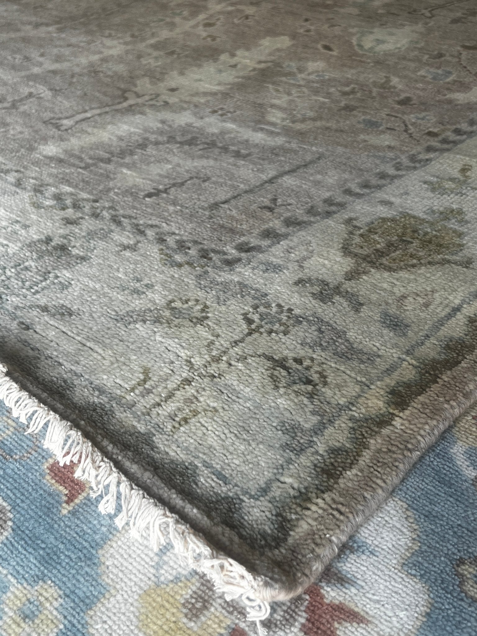 Amrita Acharia 8x10 Light Brown and Light Green Hand-Knotted Oushak Rug | Banana Manor Rug Factory Outlet