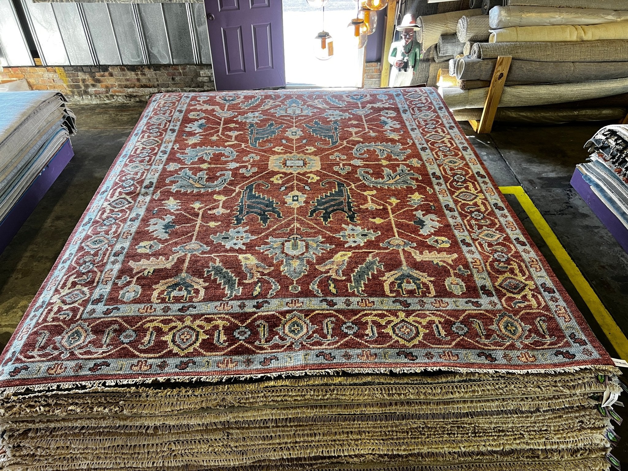 Amy Lau 9.3x12 Red Hand-Knotted Oushak Rug | Banana Manor Rug Factory Outlet