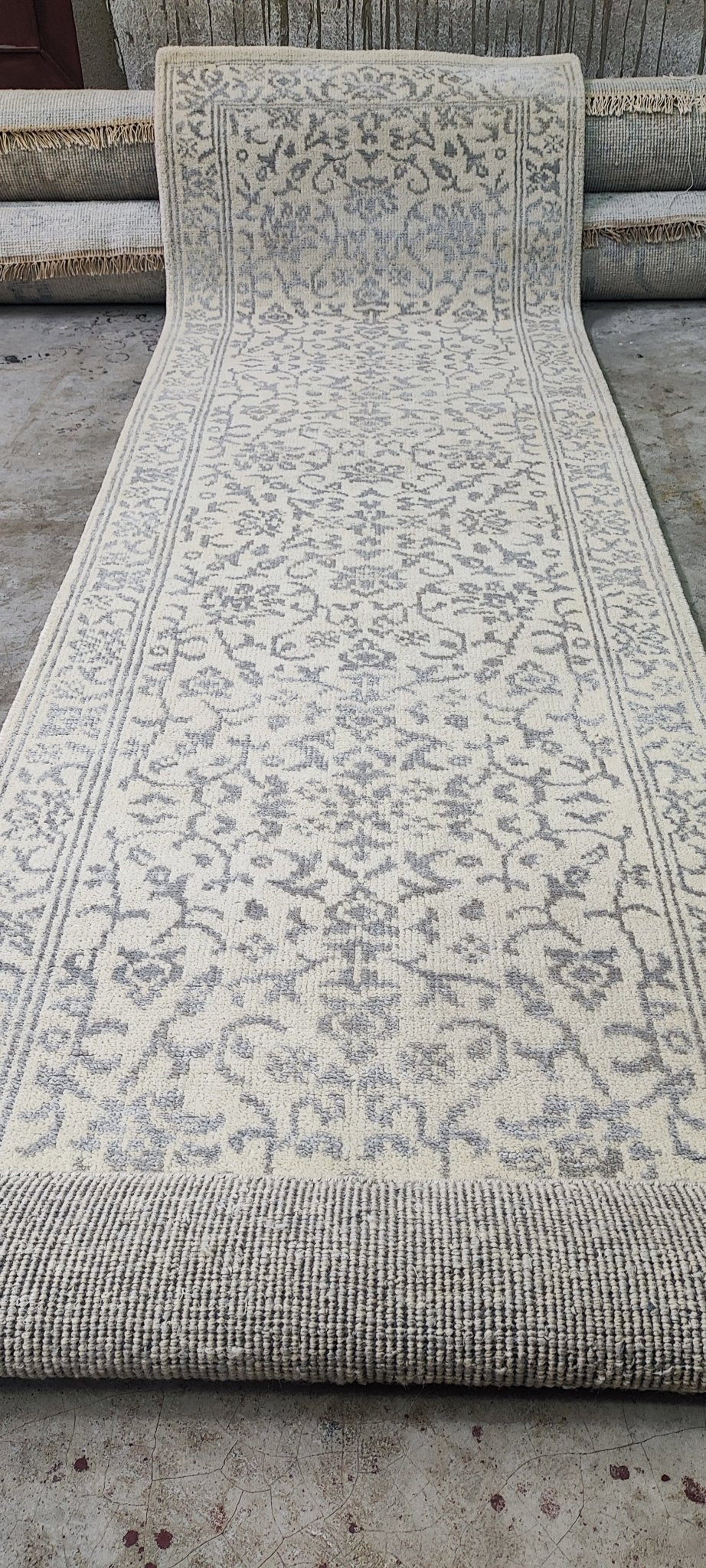 Amy LoCicero Federici Ivory Hand-Knotted Oushak Runner 2.9x9 | Banana Manor Rug Company