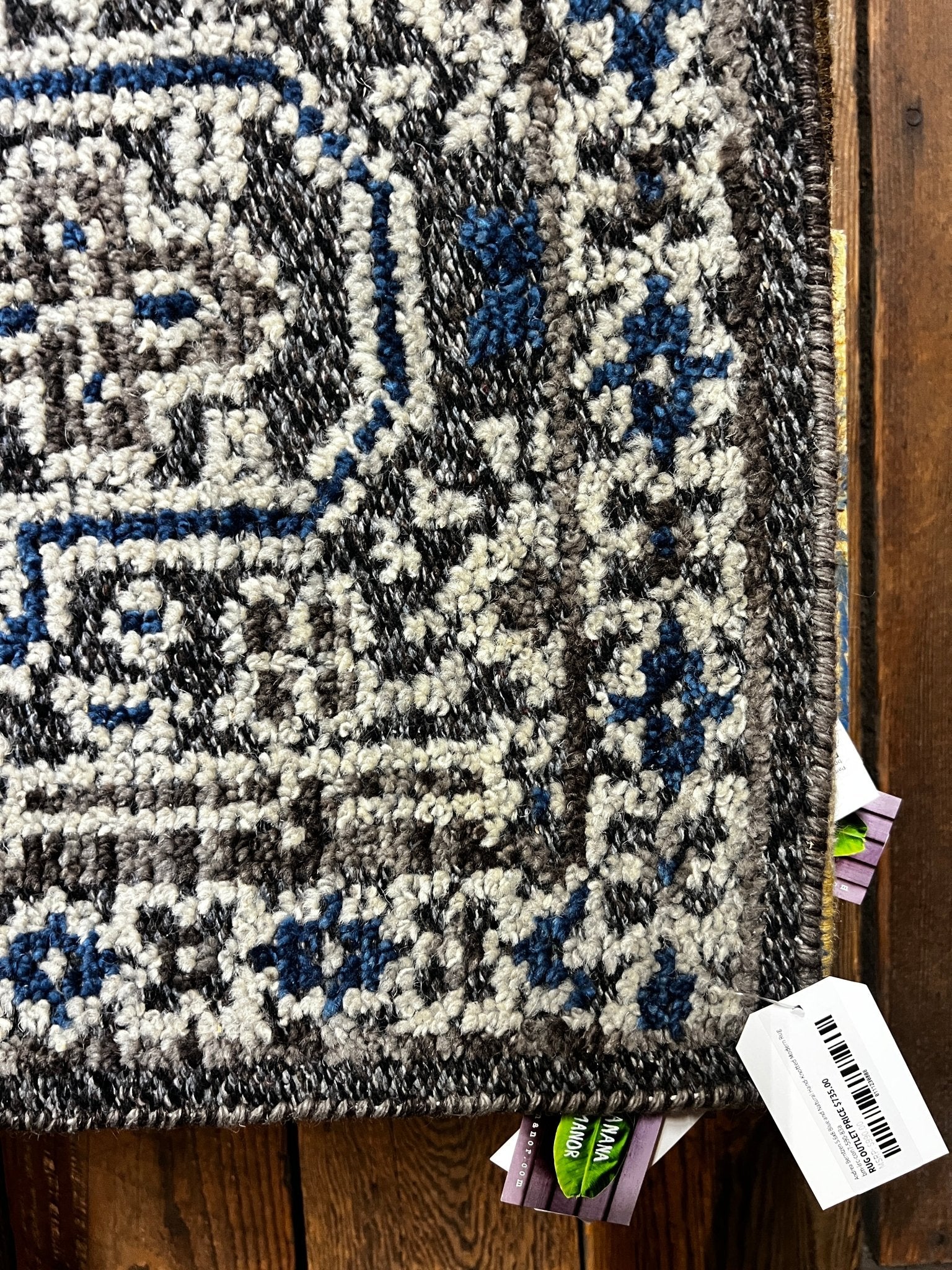 Andrea Berntzen 5.6x8 Blue and Natural Hand-Knotted Modern Rug | Banana Manor Rug Factory Outlet
