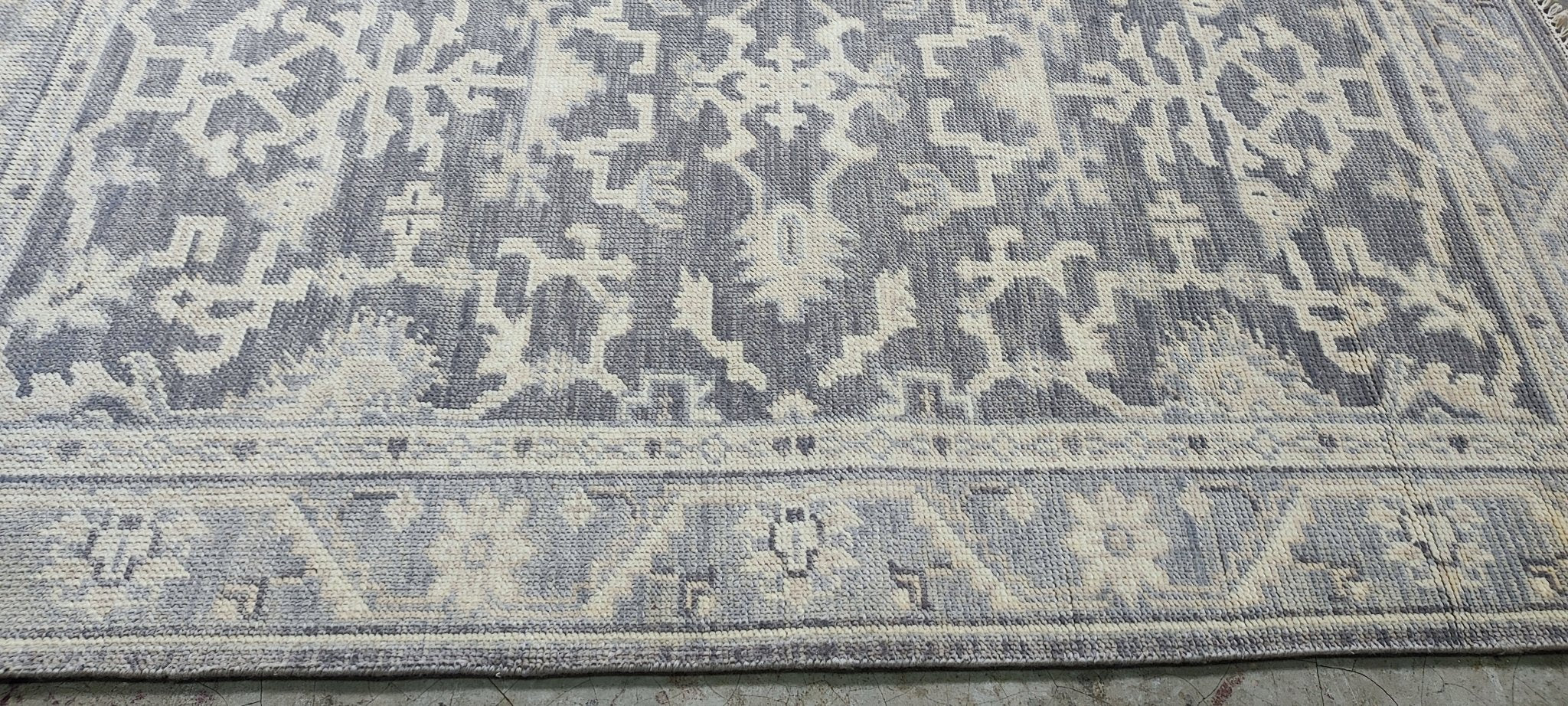 Angela Dorian 4x5.9 Hand Knotted Grey & Silver Turkish Oushak | Banana Manor Rug Factory Outlet