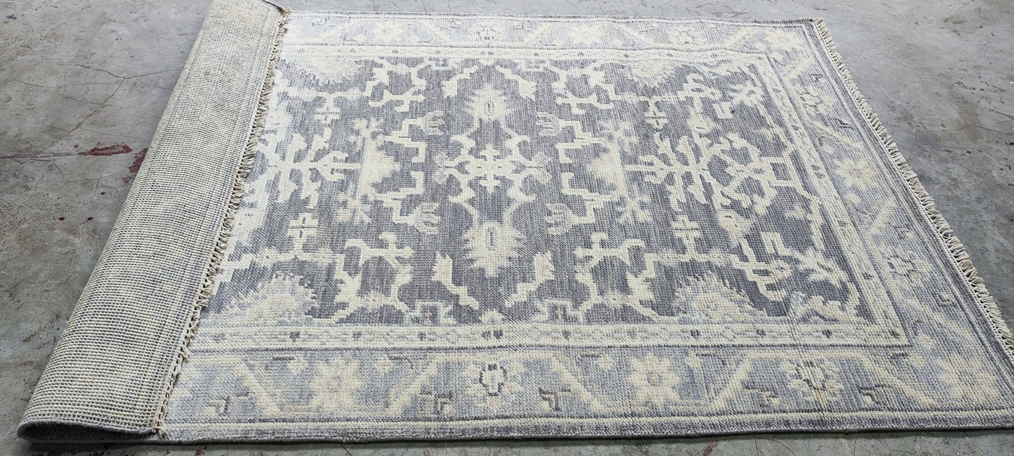 Angela Dorian 4x5.9 Hand Knotted Grey & Silver Turkish Oushak | Banana Manor Rug Factory Outlet