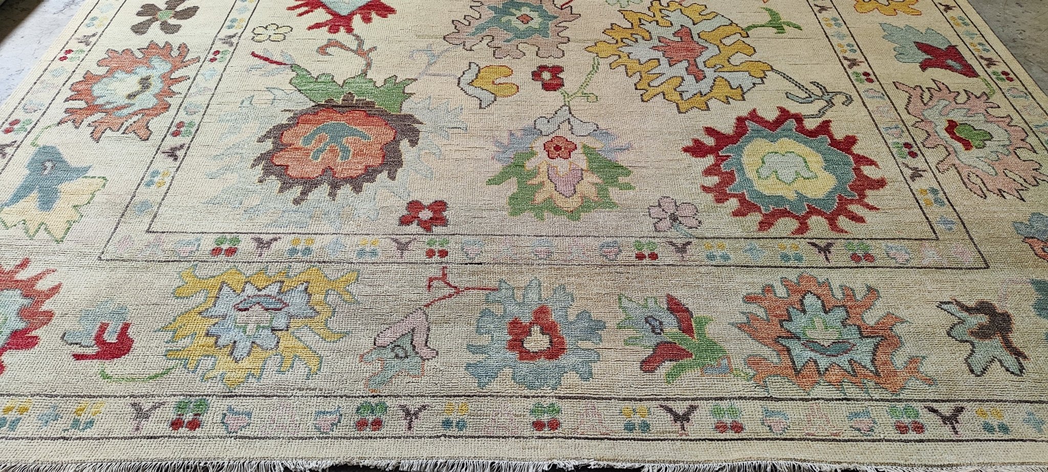 Angela Winkler 10x14 Hand-Knotted Beige Oushak | Banana Manor Rug Factory Outlet