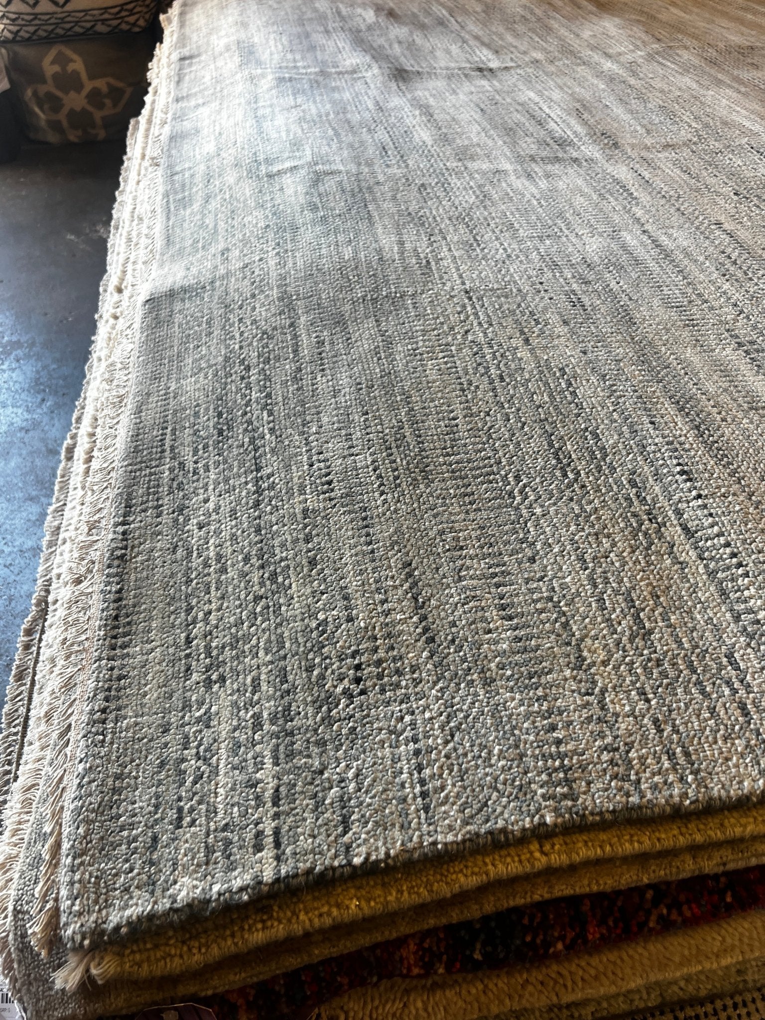 Ani 10x14.3 Hand-Knotted Grass Design Silver Grey | Banana Manor Rug Factory Outlet