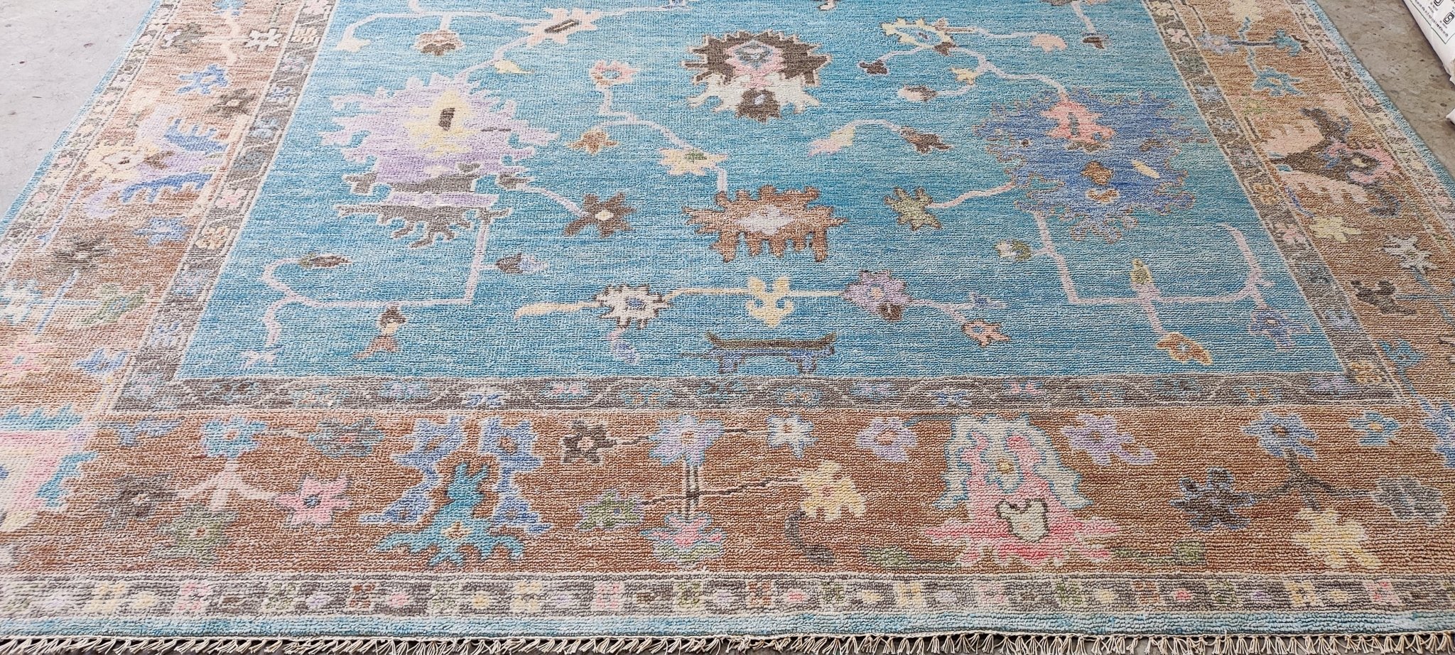 Anita 9x12 Aqua & Rust Oushak | Banana Manor Rug Factory Outlet