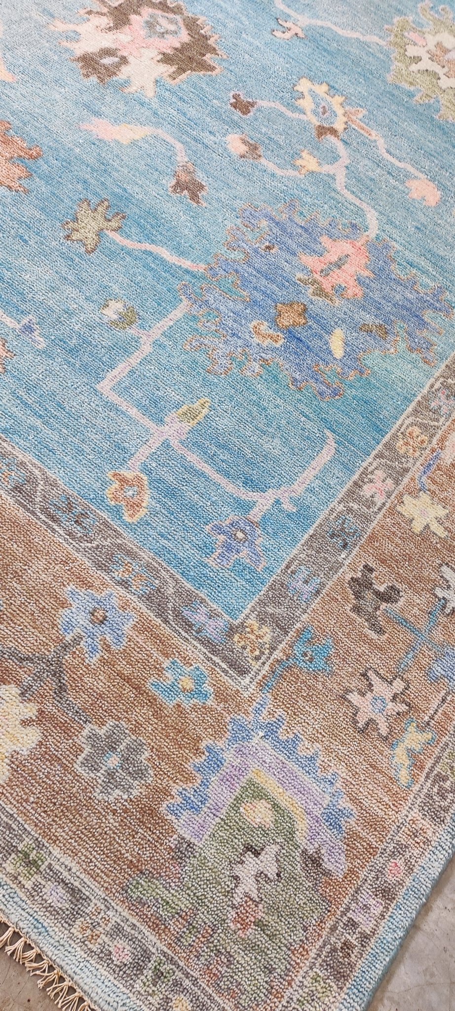 Anita 9x12 Aqua & Rust Oushak | Banana Manor Rug Factory Outlet