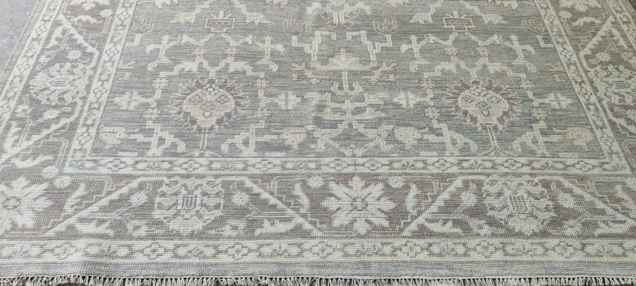 Ann Corio 8x8 Hand Knotted Silver & Grey Turkish Oushak | Banana Manor Rug Factory Outlet