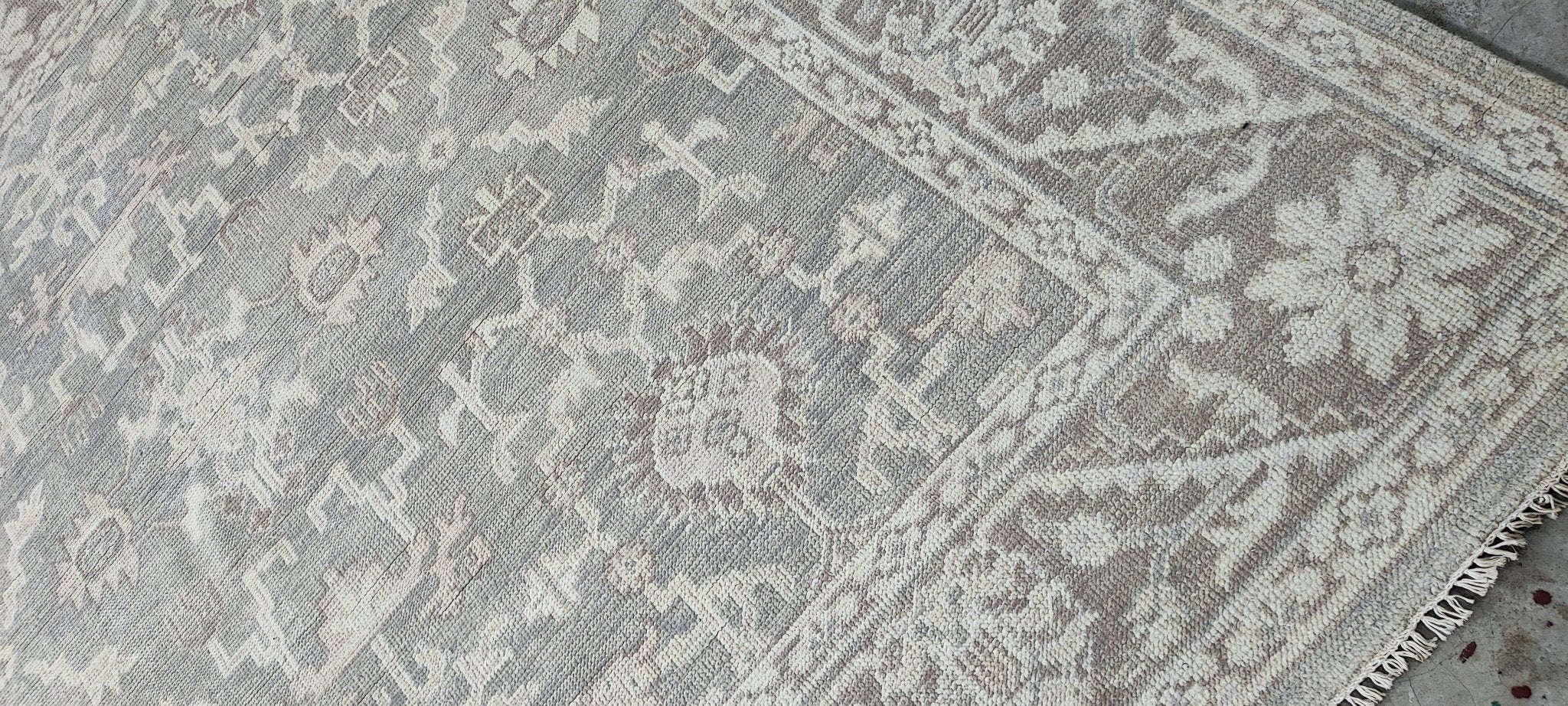 Ann Corio 8x8 Hand Knotted Silver & Grey Turkish Oushak | Banana Manor Rug Factory Outlet