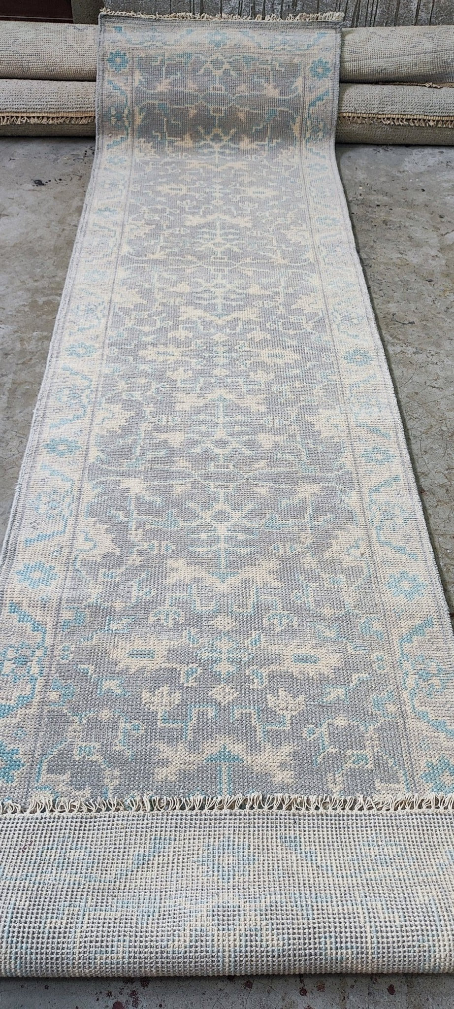 Anne-Sophie 2.9x9.9 Hand Knotted Grey & Silver Turkish Oushak | Banana Manor Rug Factory Outlet
