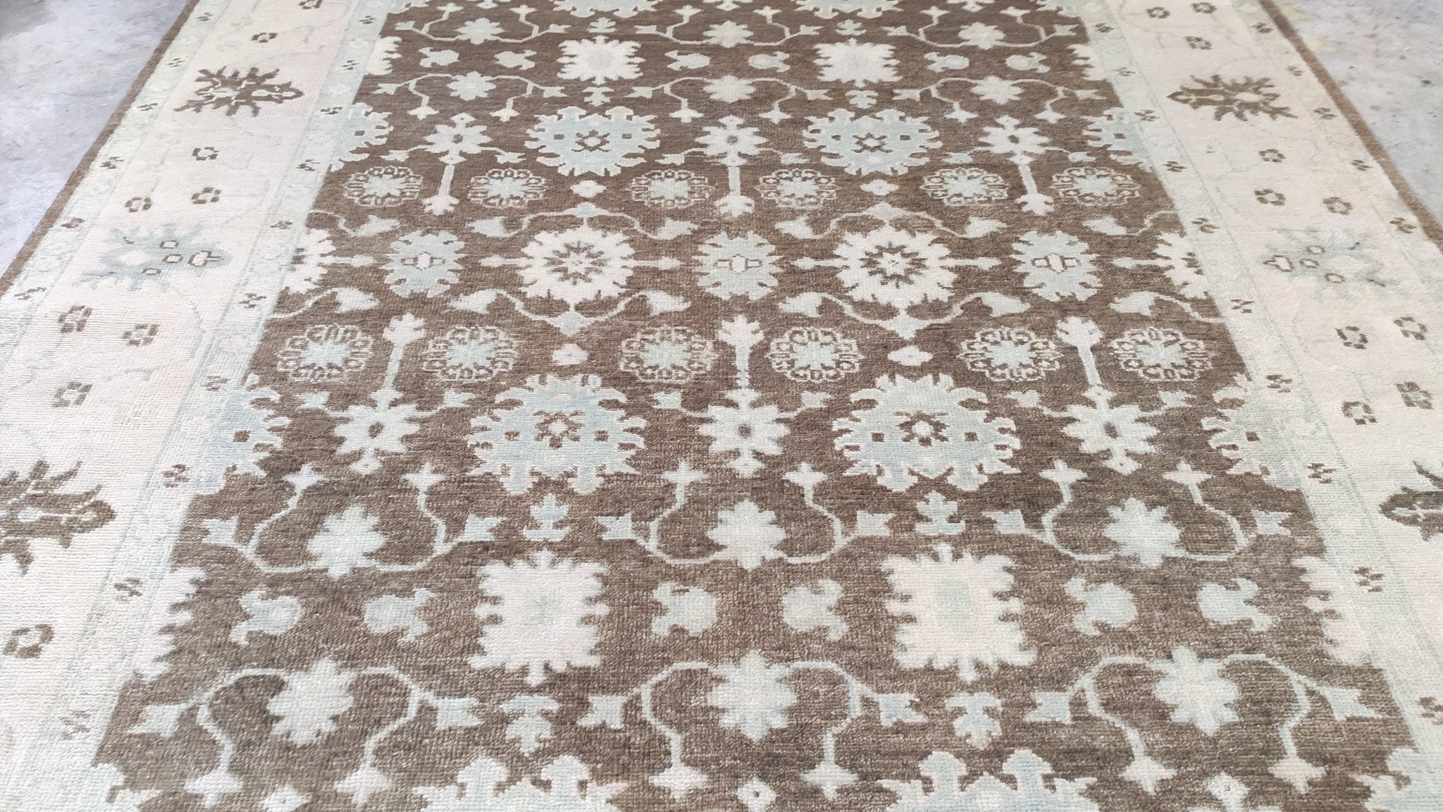 Antionette 8x10 Brown and Ivory Hand-Knotted Oushak Rug | Banana Manor Rug Company