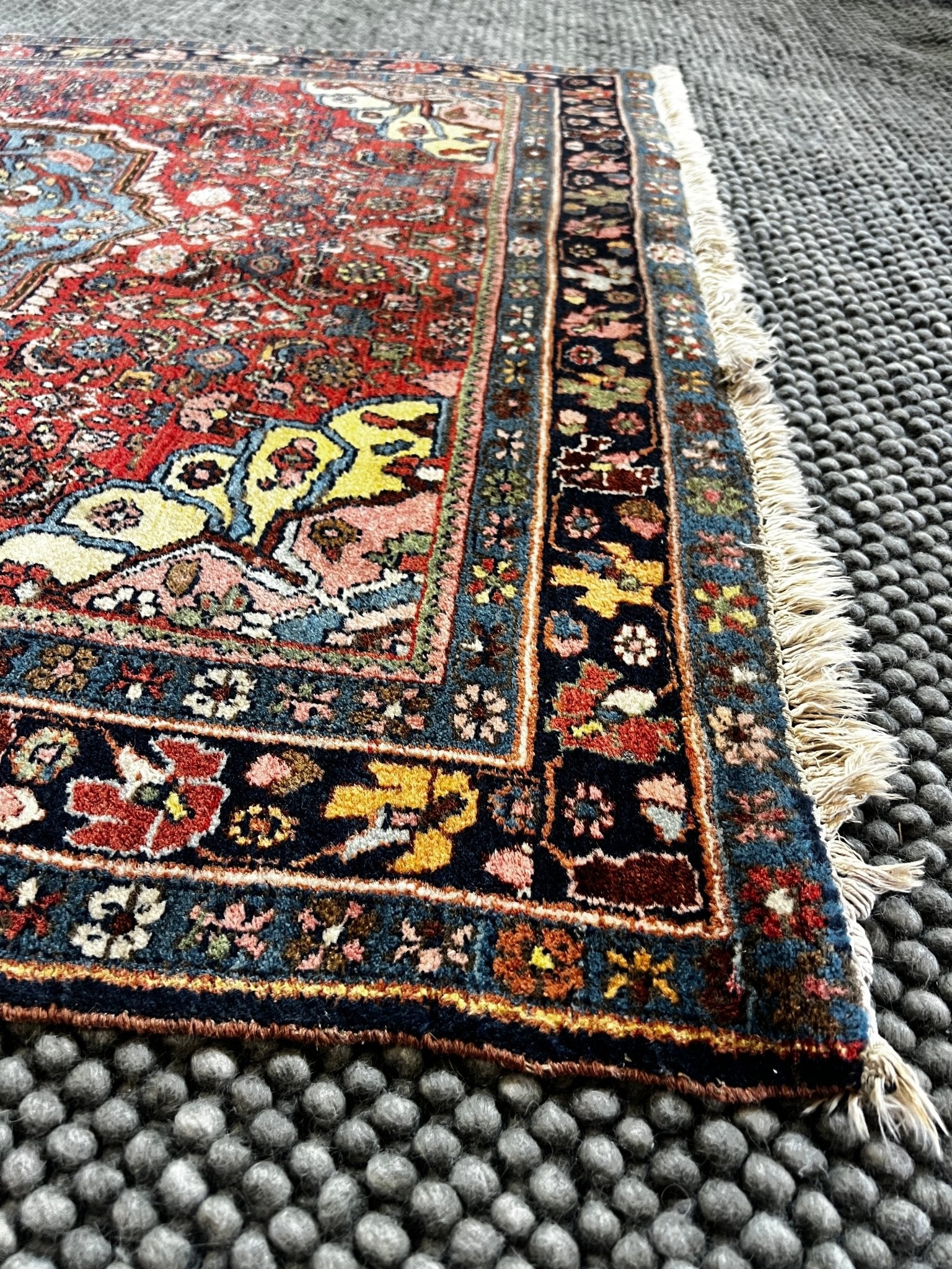 Antique Bijar Persian 3.8x5.6 Red & Blue | Banana Manor Rug Factory Outlet