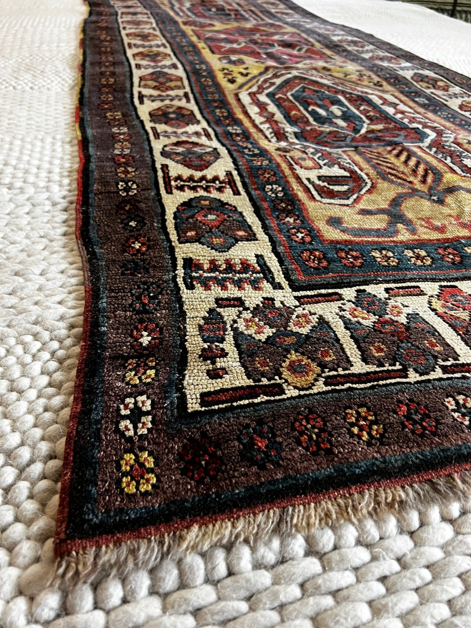 Antique NW Persian 3.5x9.5 Shahsavan Runner Red and Ivory | Banana Manor Rug Factory Outlet