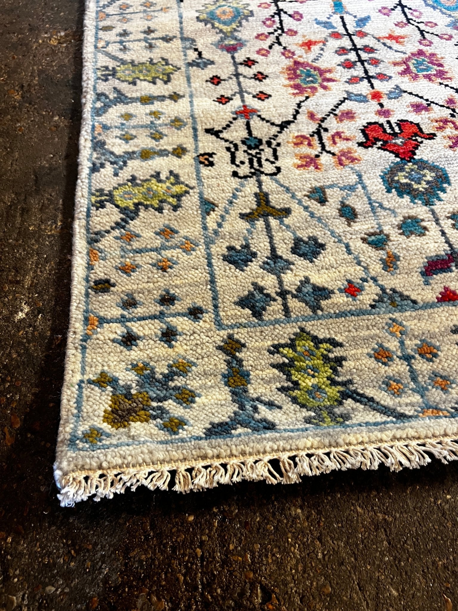 Arabella 2.6x10.3 Hand-Knotted Ivory Oushak | Banana Manor Rug Factory Outlet