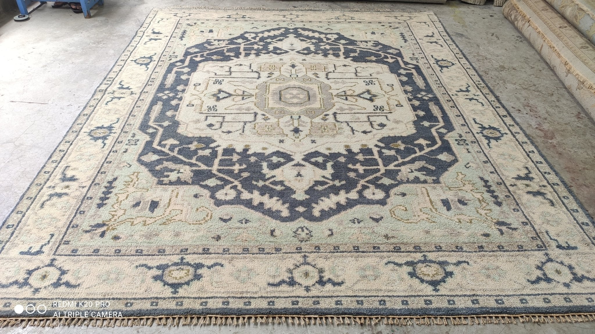 Arielle 8x10 Gray and Ivory Hand-Knotted Oushak Rug | Banana Manor Rug Company