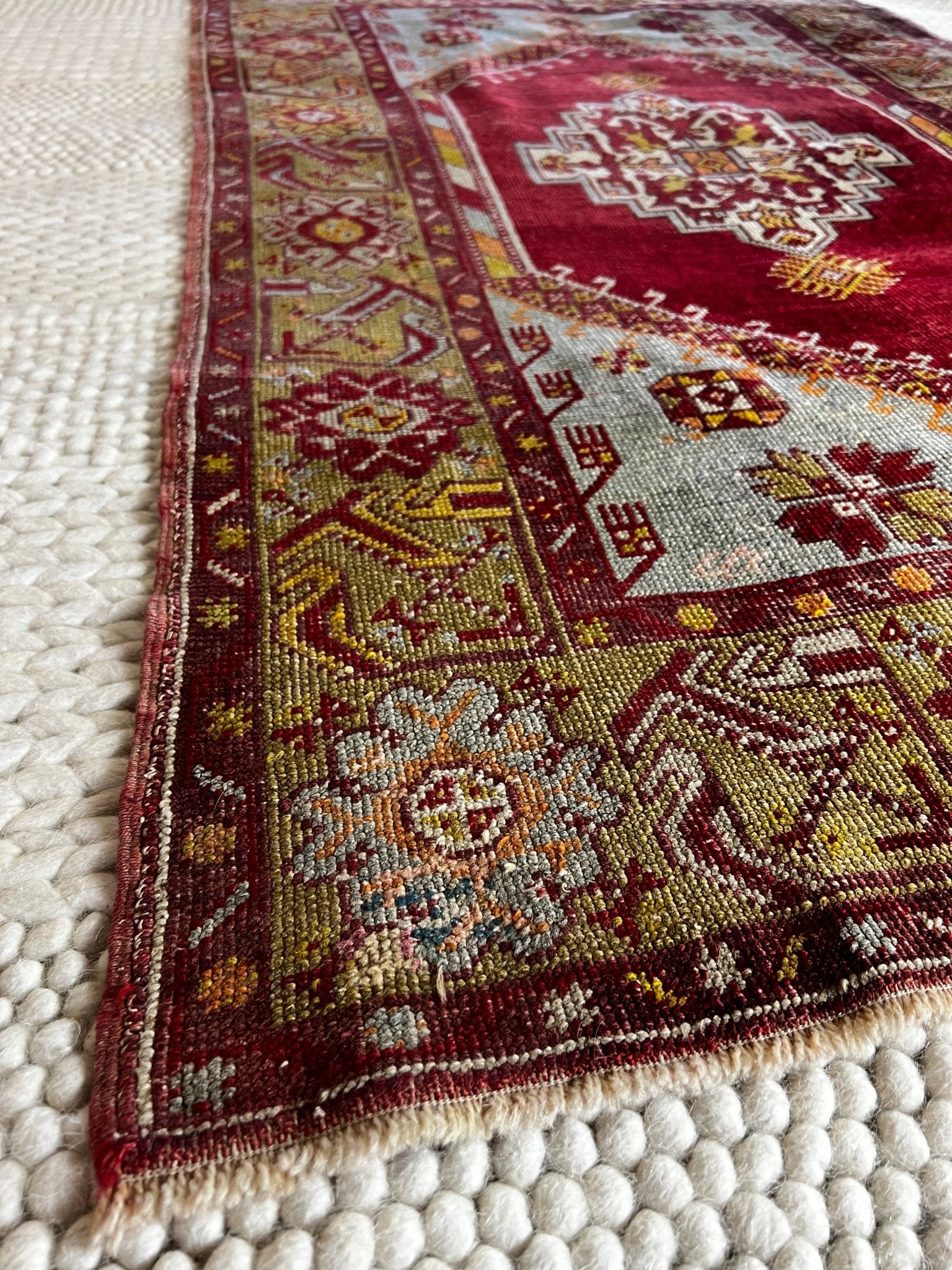 Arzu 3.6x5.9 Turkish Vintage Oushak Red and Grey Rug | Banana Manor Rug Factory Outlet