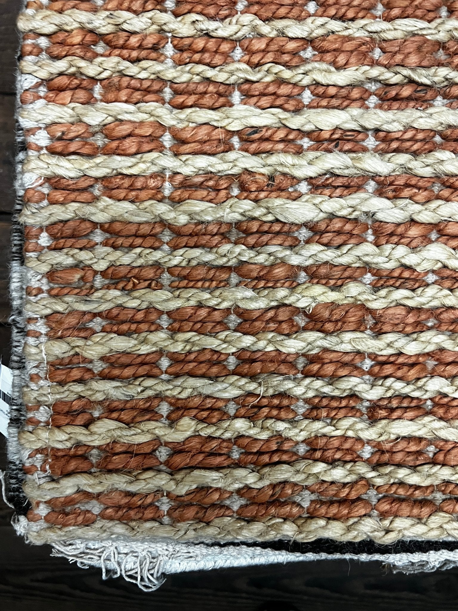 At Toon 5x8 Handwoven Natural and Rust Striped Jute Rug | Banana Manor Rug Factory Outlet