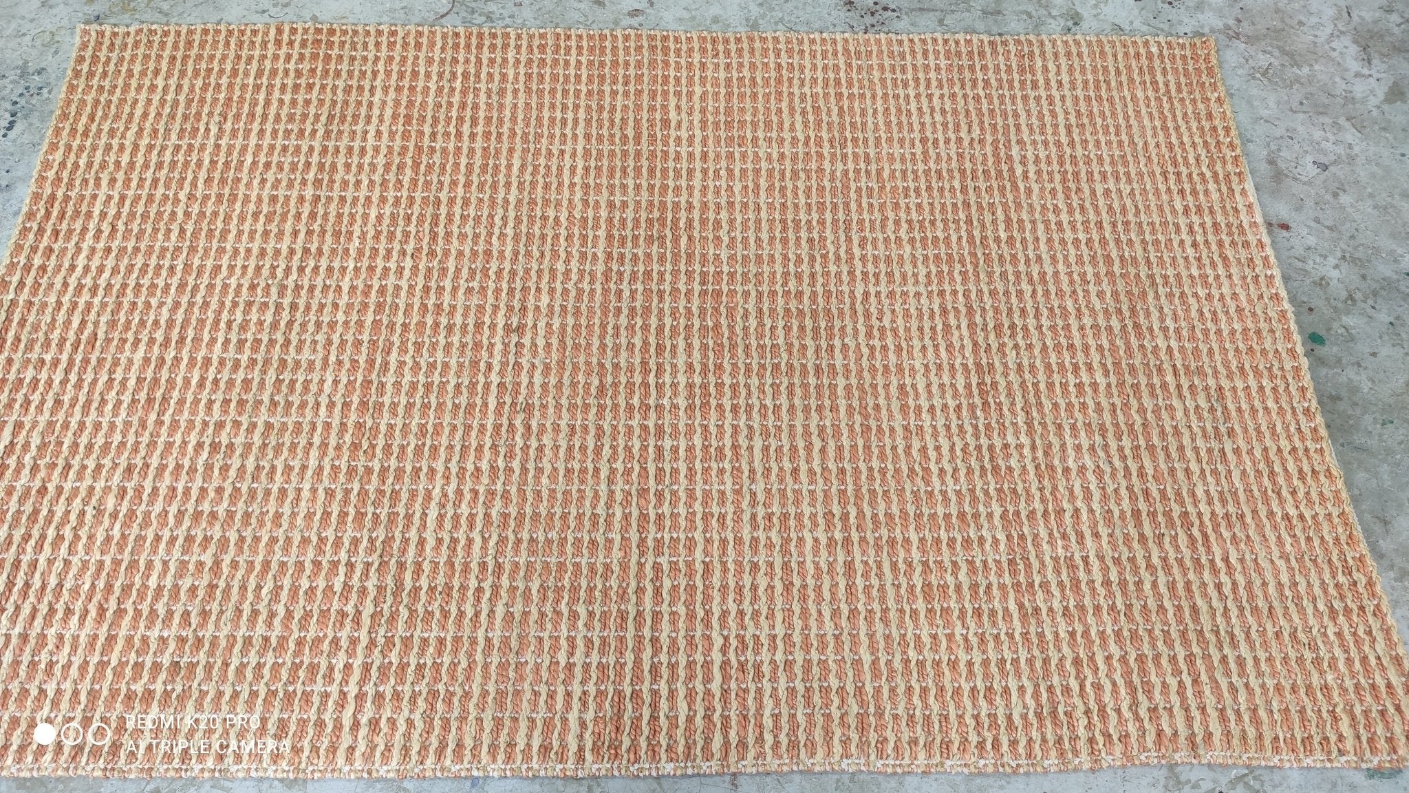 At Toon 5x8 Handwoven Natural and Rust Striped Jute Rug | Banana Manor Rug Company