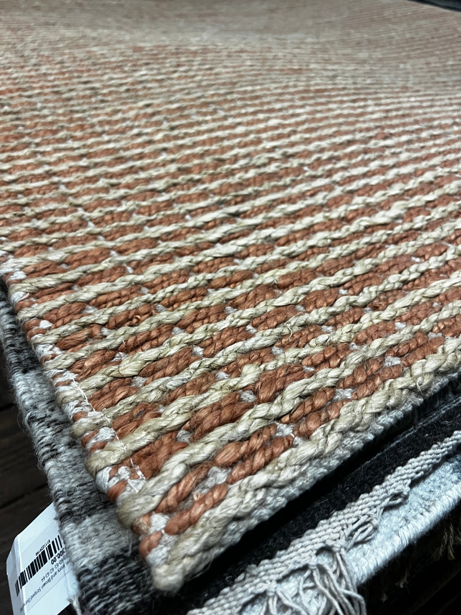 At Toon 5x8 Handwoven Natural and Rust Striped Jute Rug – Banana Manor ...