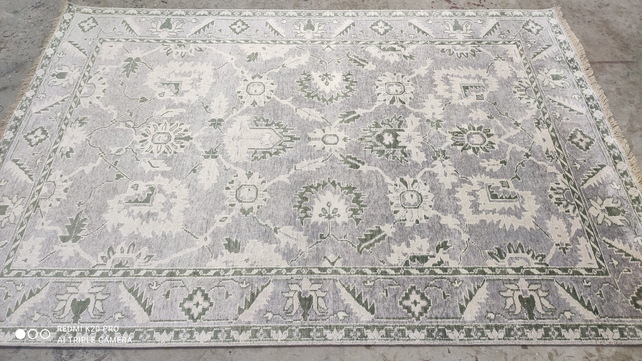 Audrey 5.6x8 Hand-Knotted Silver and Grey Wool and Viscose Oushak Rug | Banana Manor Rug Company