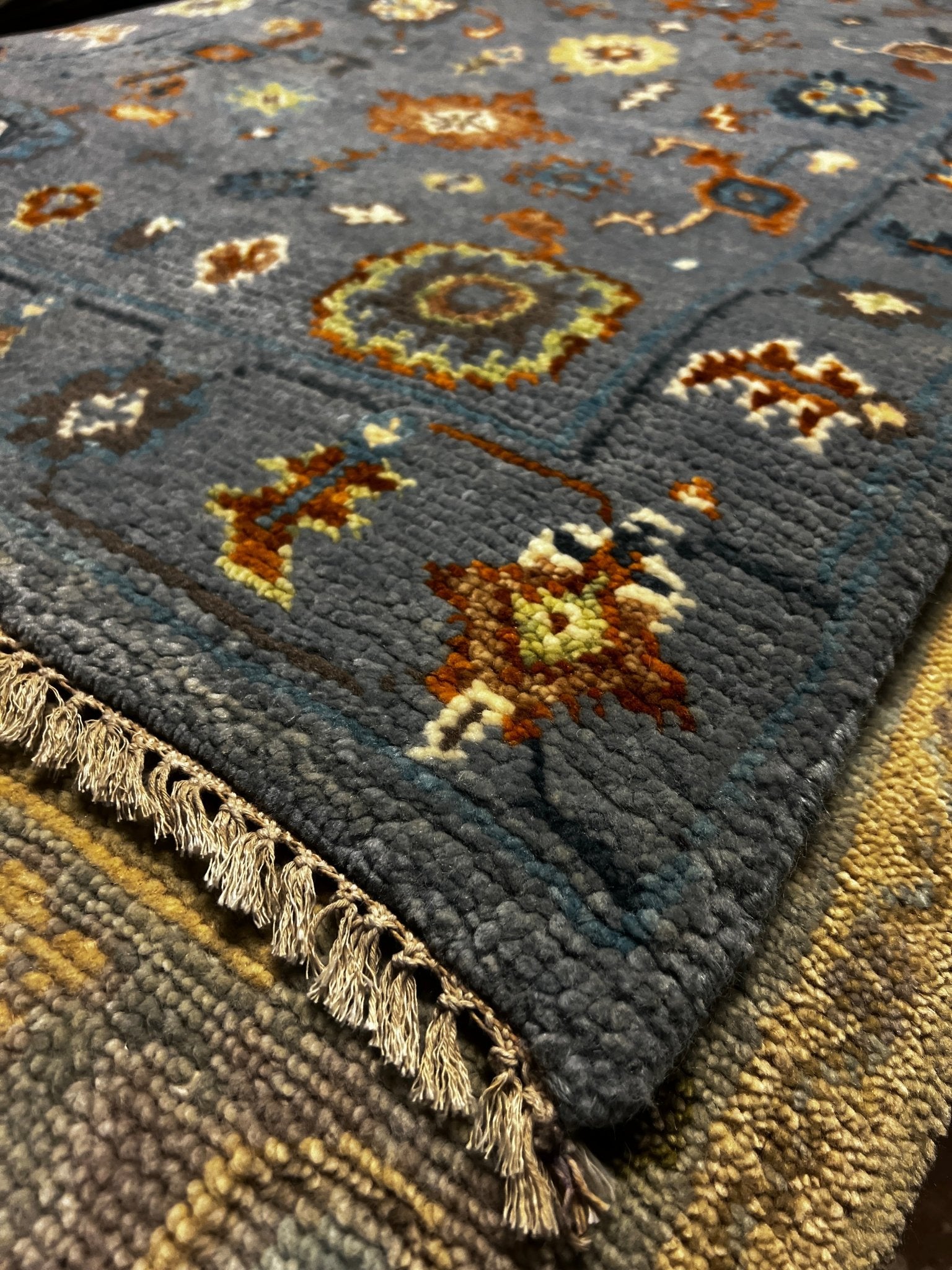 Audrey Tautou 2.6x13 Light Blue Hand-Knotted Oushak Runner | Banana Manor Rug Factory Outlet