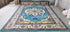 Aurora 8.9x12 Blue and Ivory Heriz Oushak | Banana Manor Rug Factory Outlet