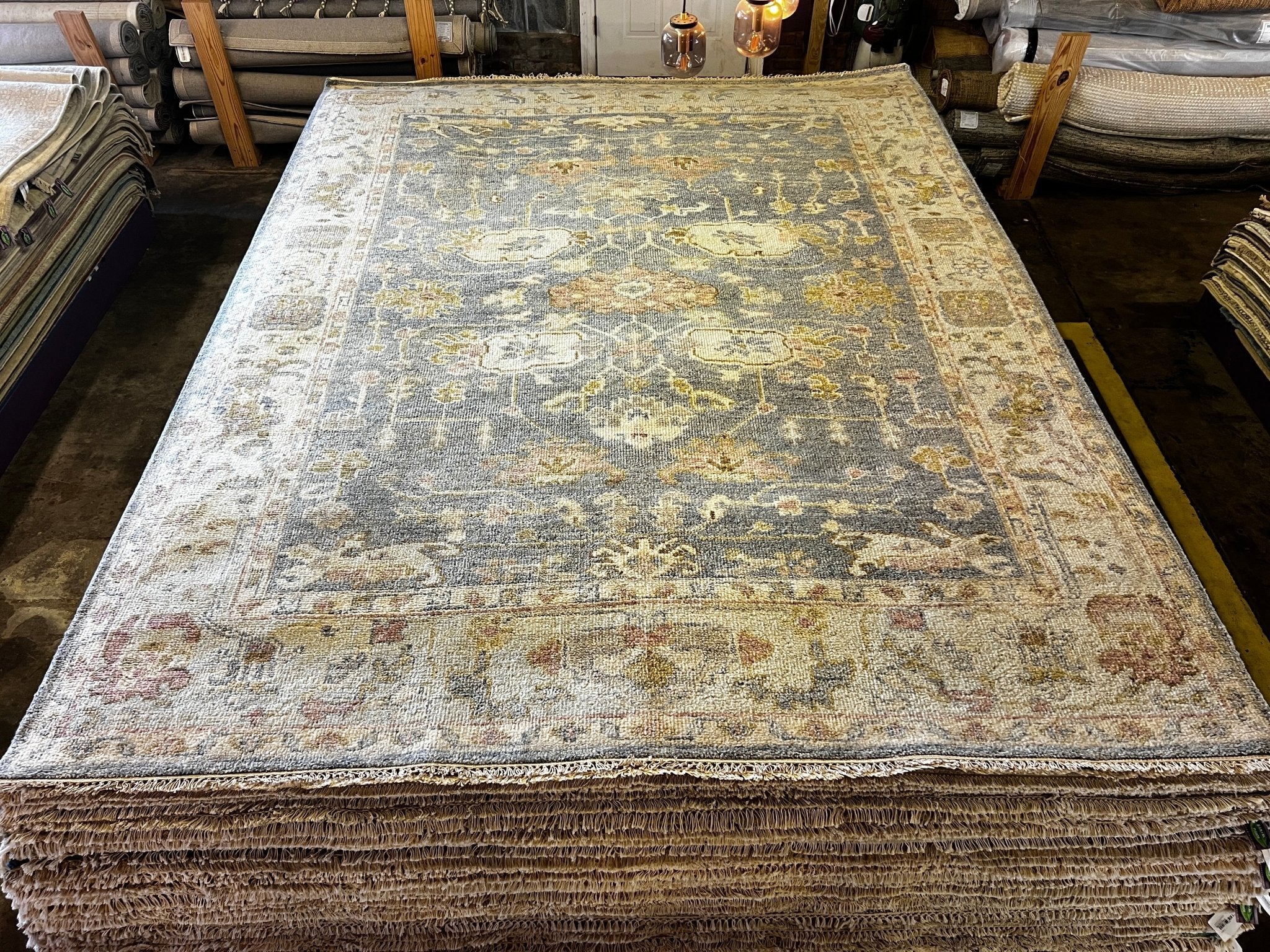 Ava 9x11.9 Hand-Knotted Grey & Tan Oushak | Banana Manor Rug Factory Outlet