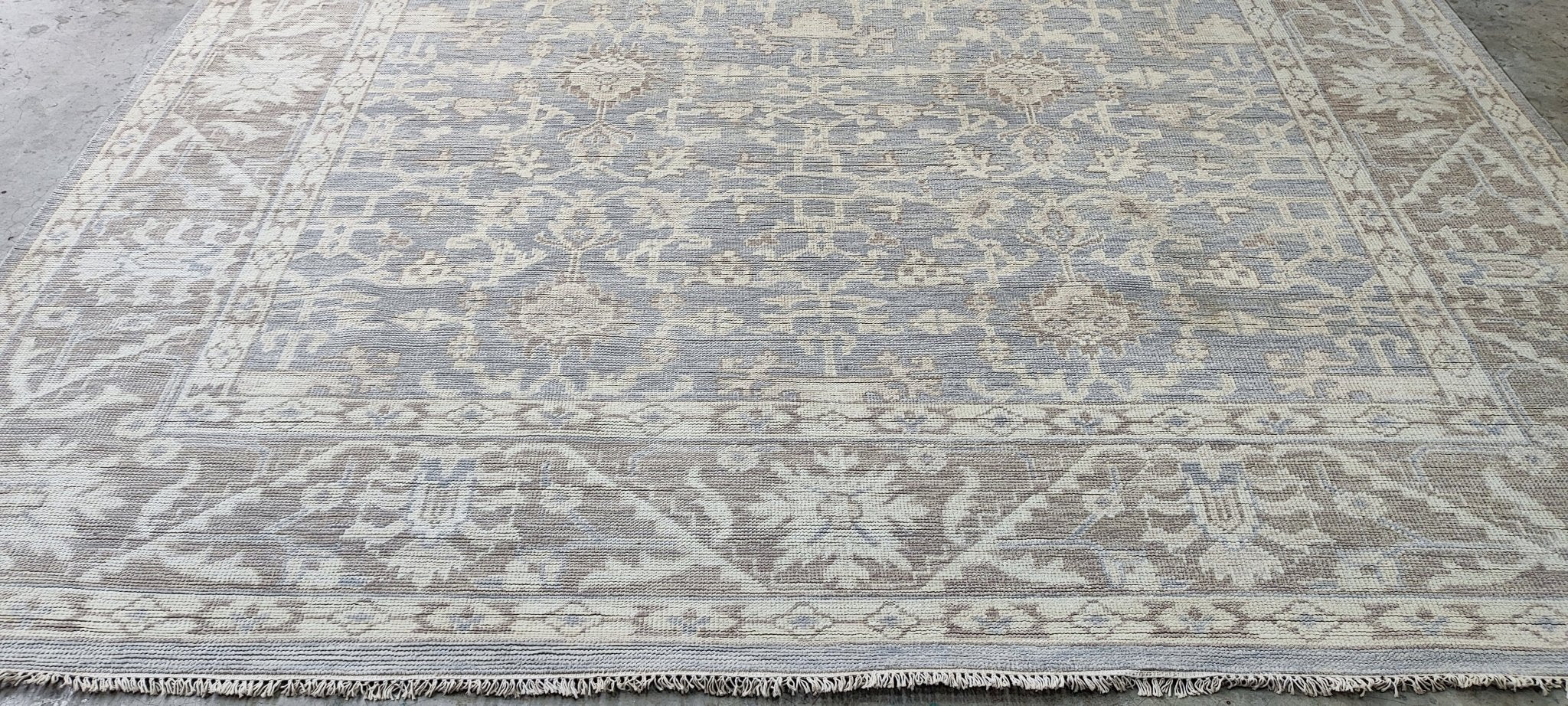 Badi 10x13.9 Hand Knotted Silver Grey Turkish Oushak | Banana Manor Rug Factory Outlet