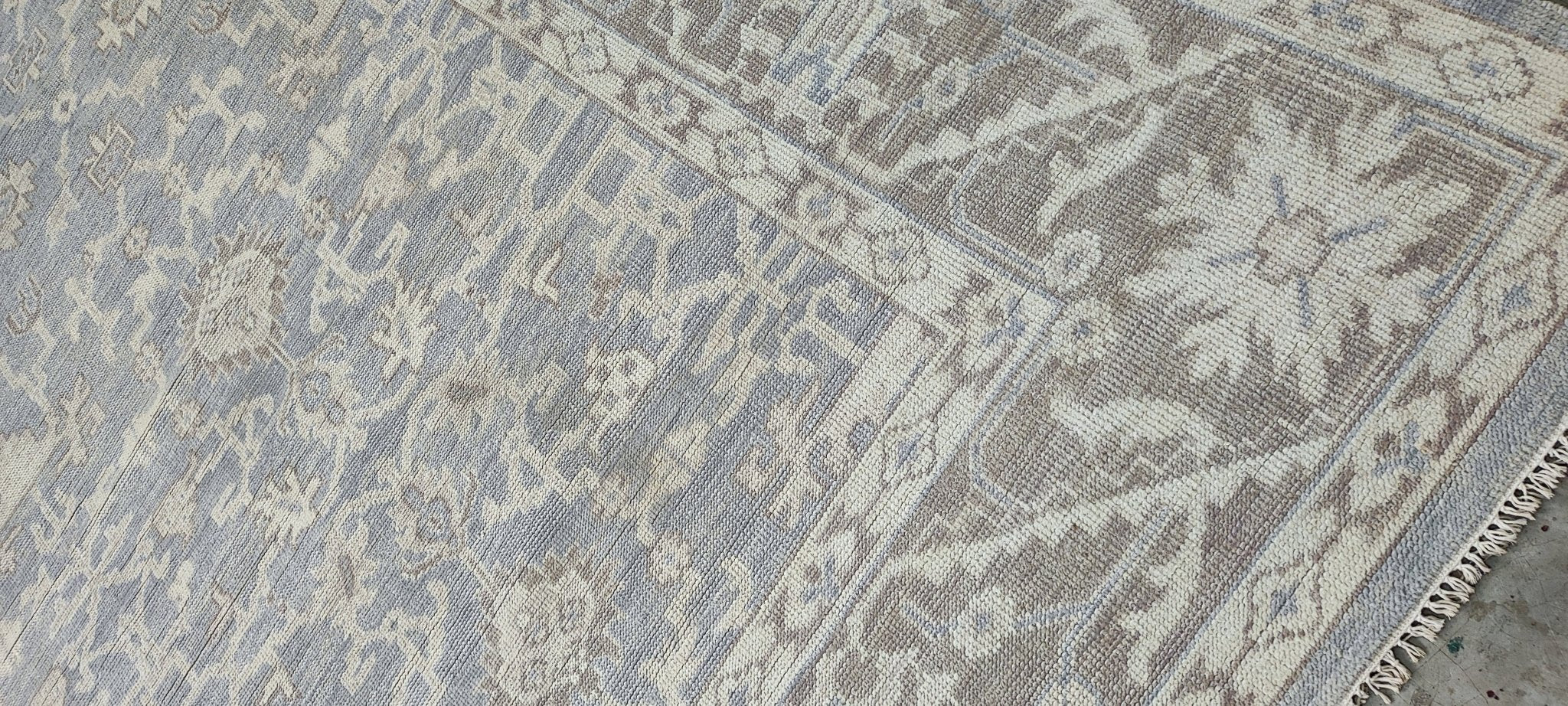 Badi 10x13.9 Hand Knotted Silver Grey Turkish Oushak | Banana Manor Rug Factory Outlet