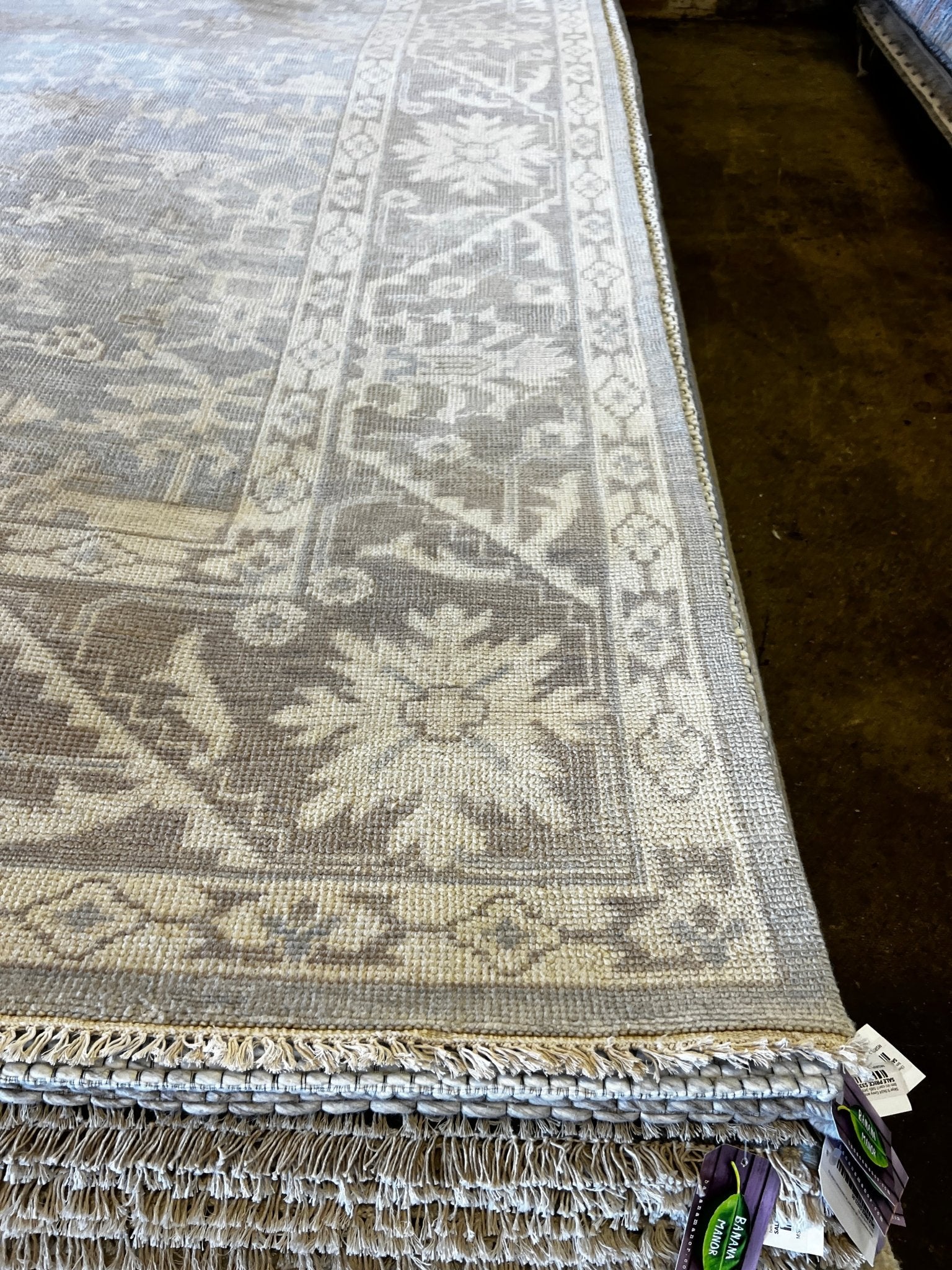 Badi 10x13.9 Hand-Knotted Silver Grey Turkish Oushak | Banana Manor Rug Factory Outlet