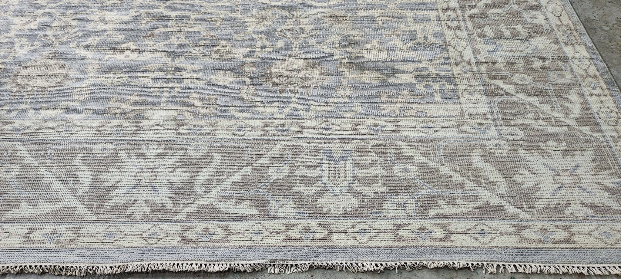 Badi 10x13.9 Hand Knotted Silver Grey Turkish Oushak | Banana Manor Rug Factory Outlet